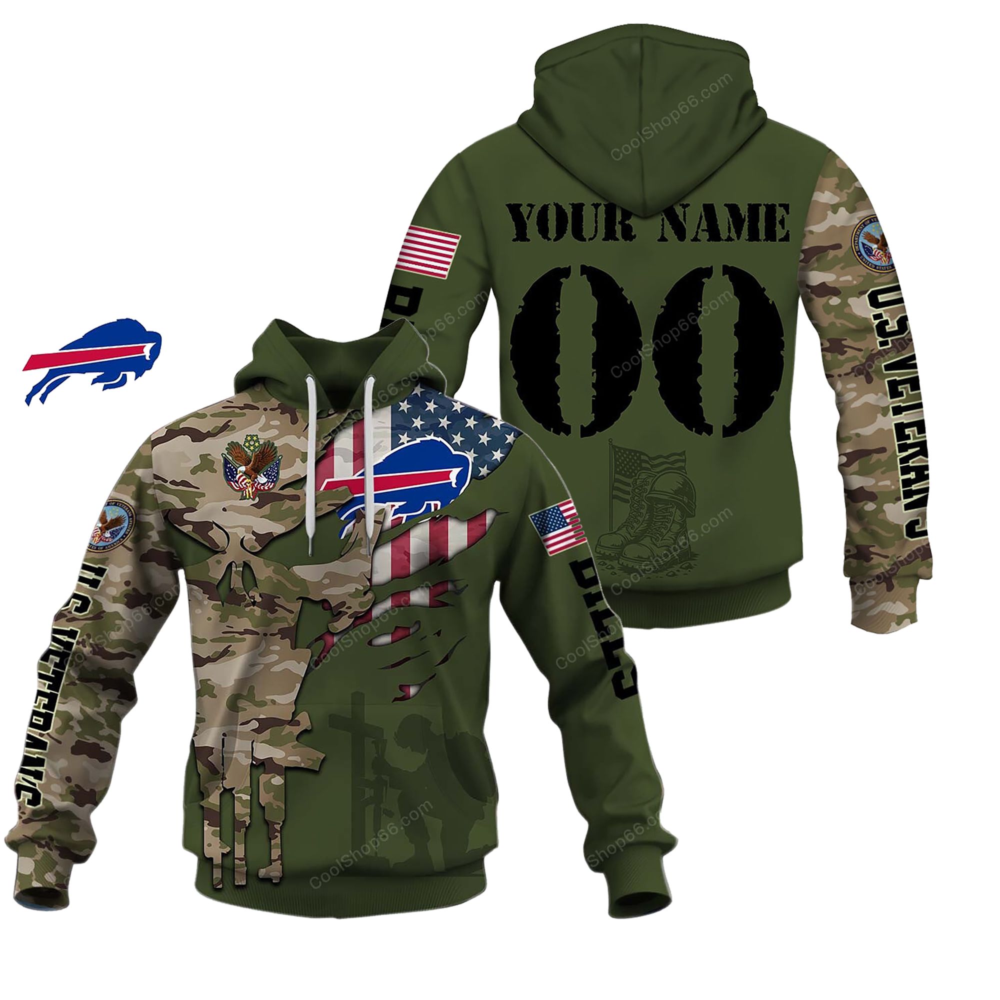 Buildercar - Buffalo Bills Veteran's Day Custom Name Hoodie