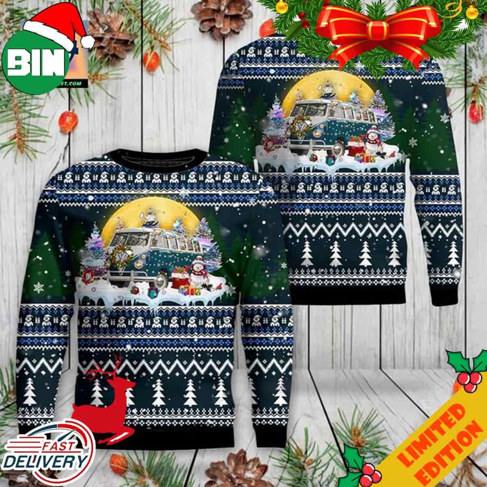 Buildercar - 1964 Volkswagen Type 2 Deluxe 16L Ugly Sweater Ugly Sweatshirt Christmas Halloween For Men And Women