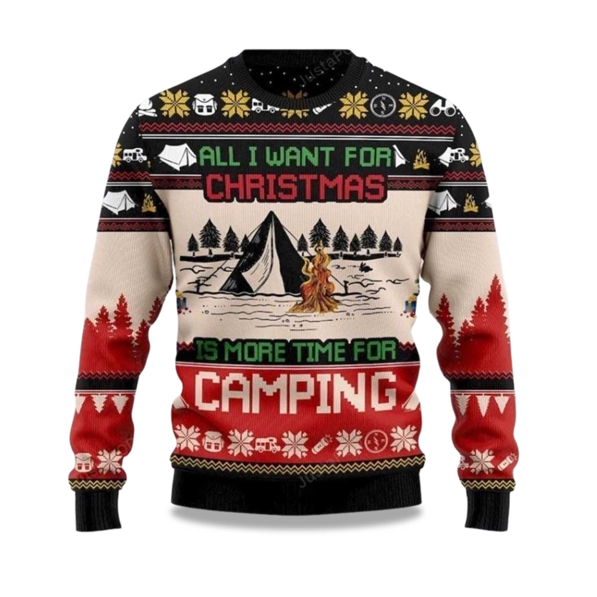 Buildercar - 2025 All I Want For Christmas Is More Time For Camping Ugly Christmas Sweater