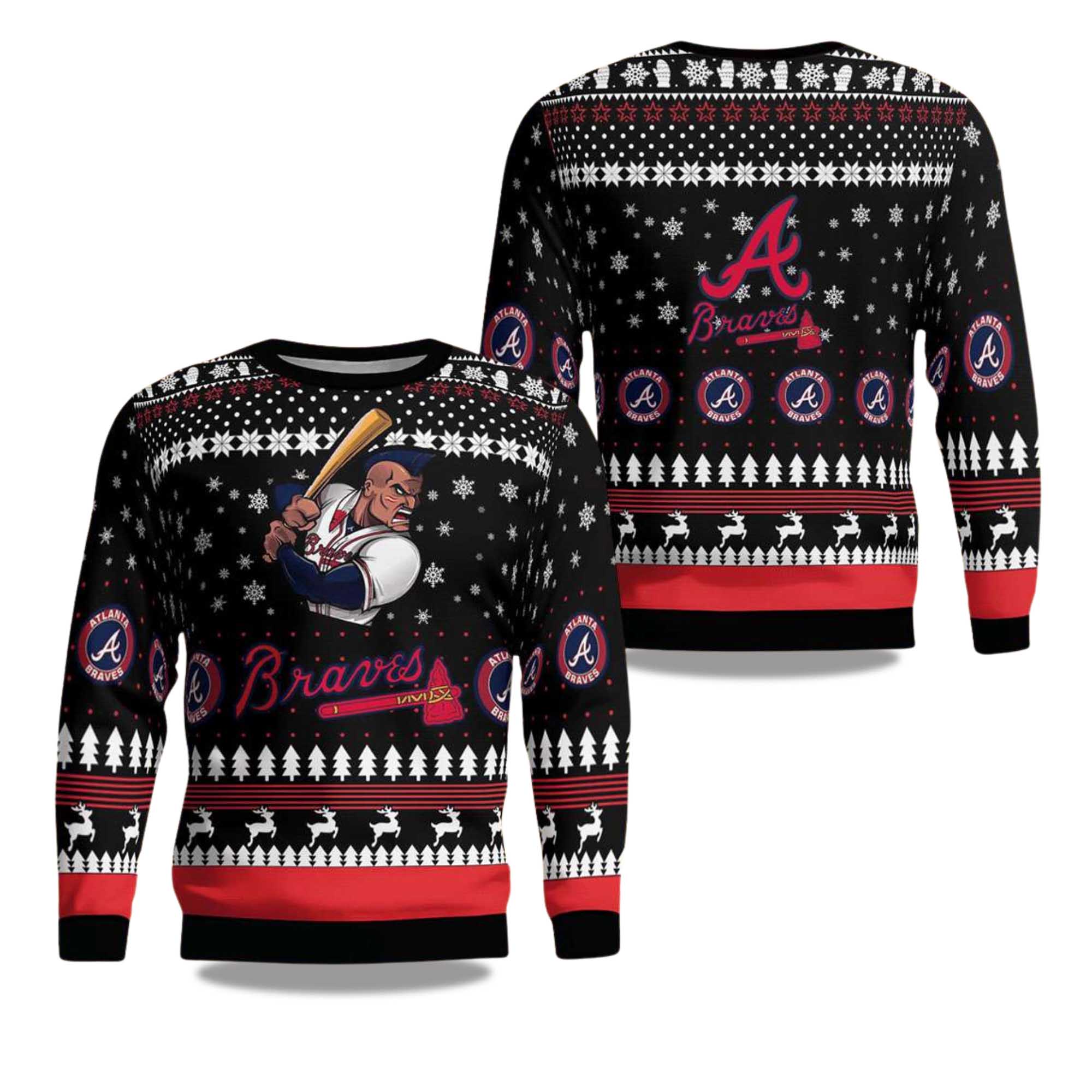 Buildercar - 2025 Atlanta Cartoon Braves Christmas Ugly Sweater