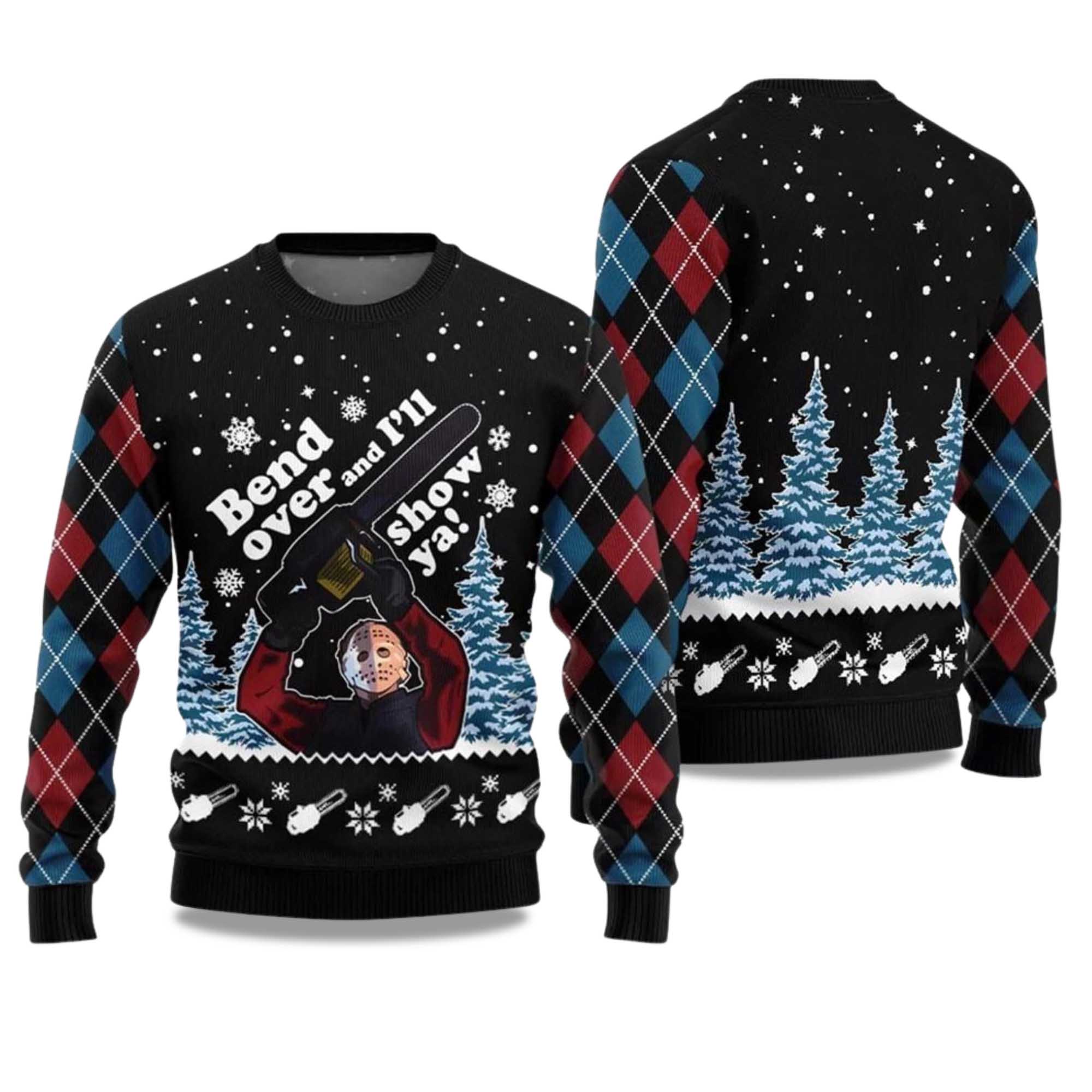 Buildercar - 2025 Bend Over and Ill Show Ya Ugly Christmas Sweater