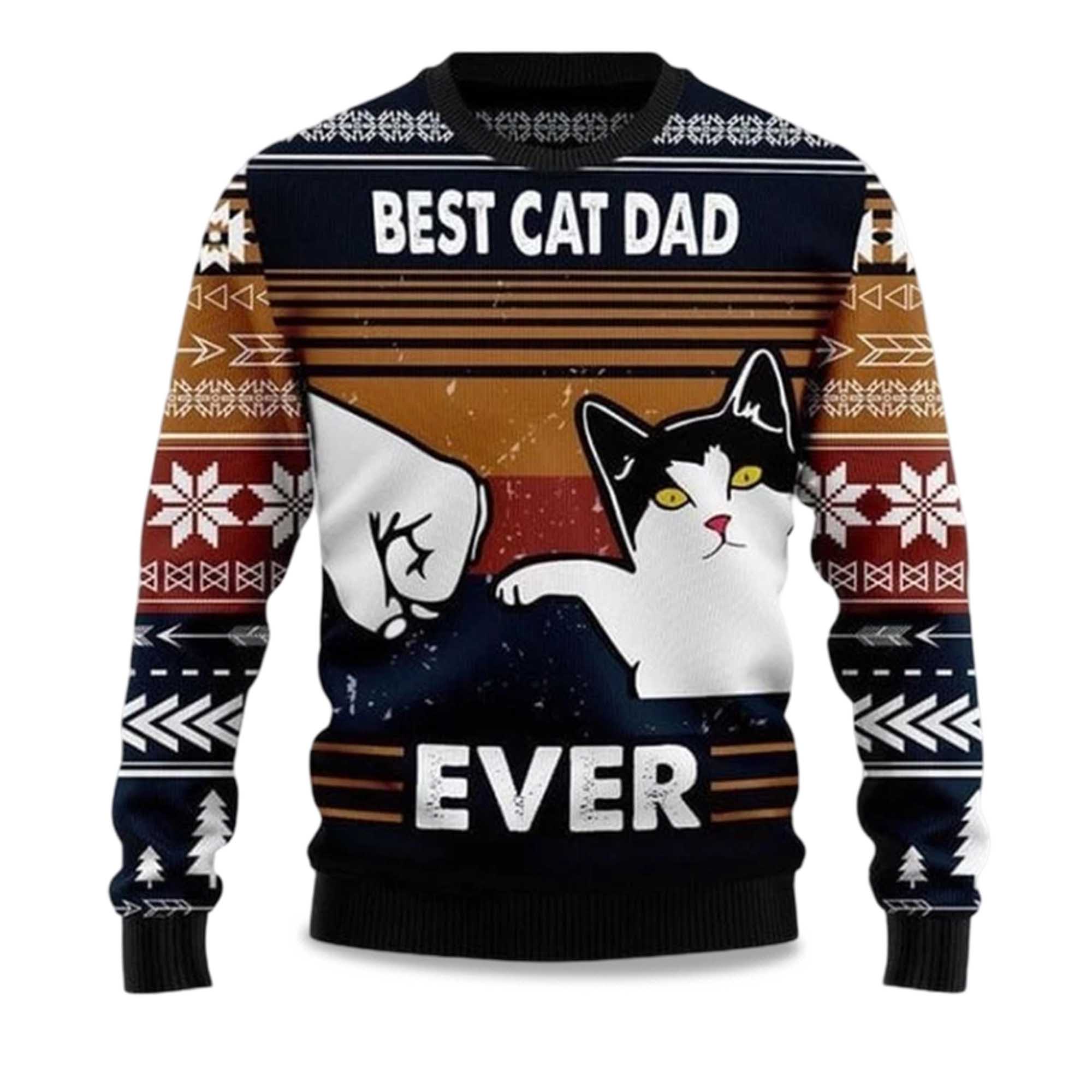 Buildercar - 2025 Best Cat Dad Ever Ugly Christmas Sweater