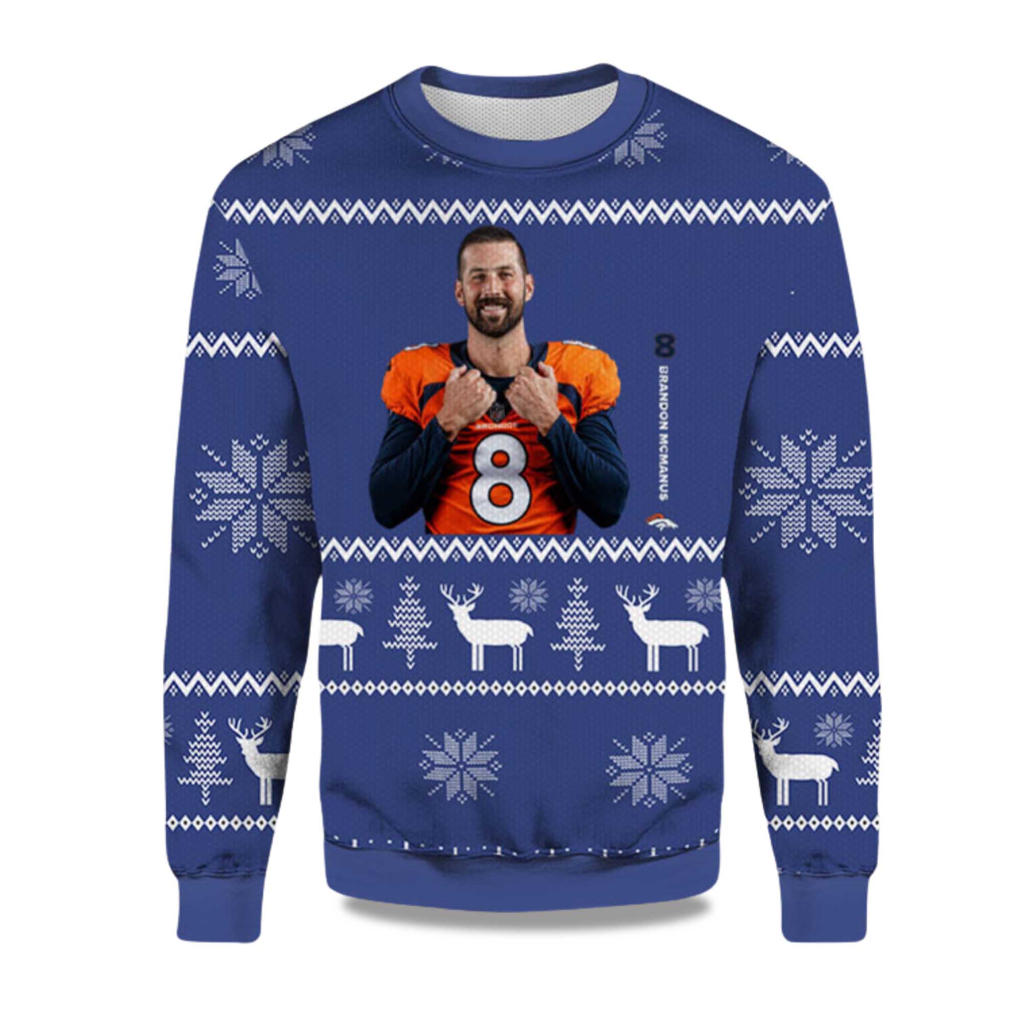 Buildercar - 2025 Brandon McManus Player Of The Week Denver Broncos Ugly Sweater