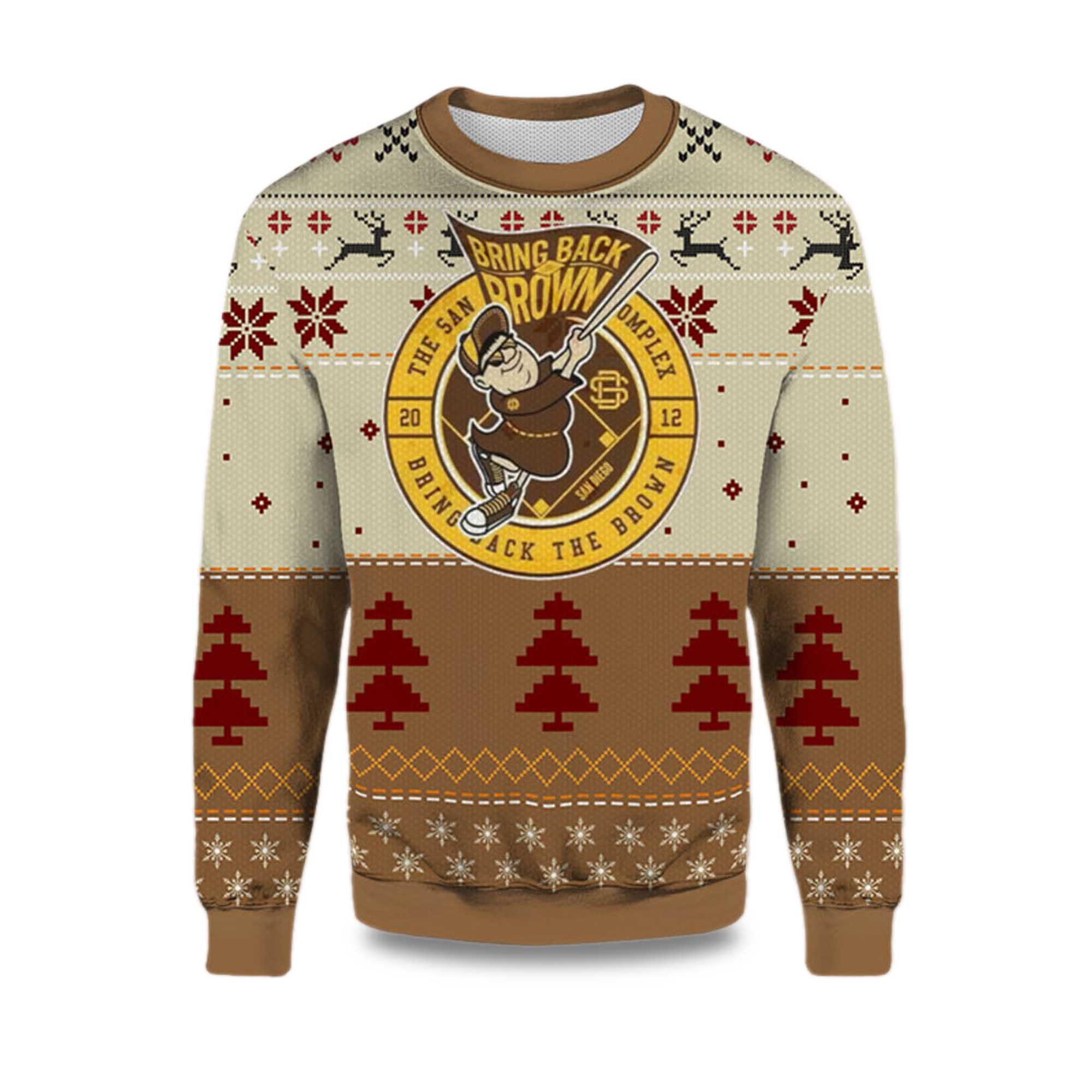 Buildercar - 2025 Bring Back Brown San Diego Padres Ugly Christmas Sweater