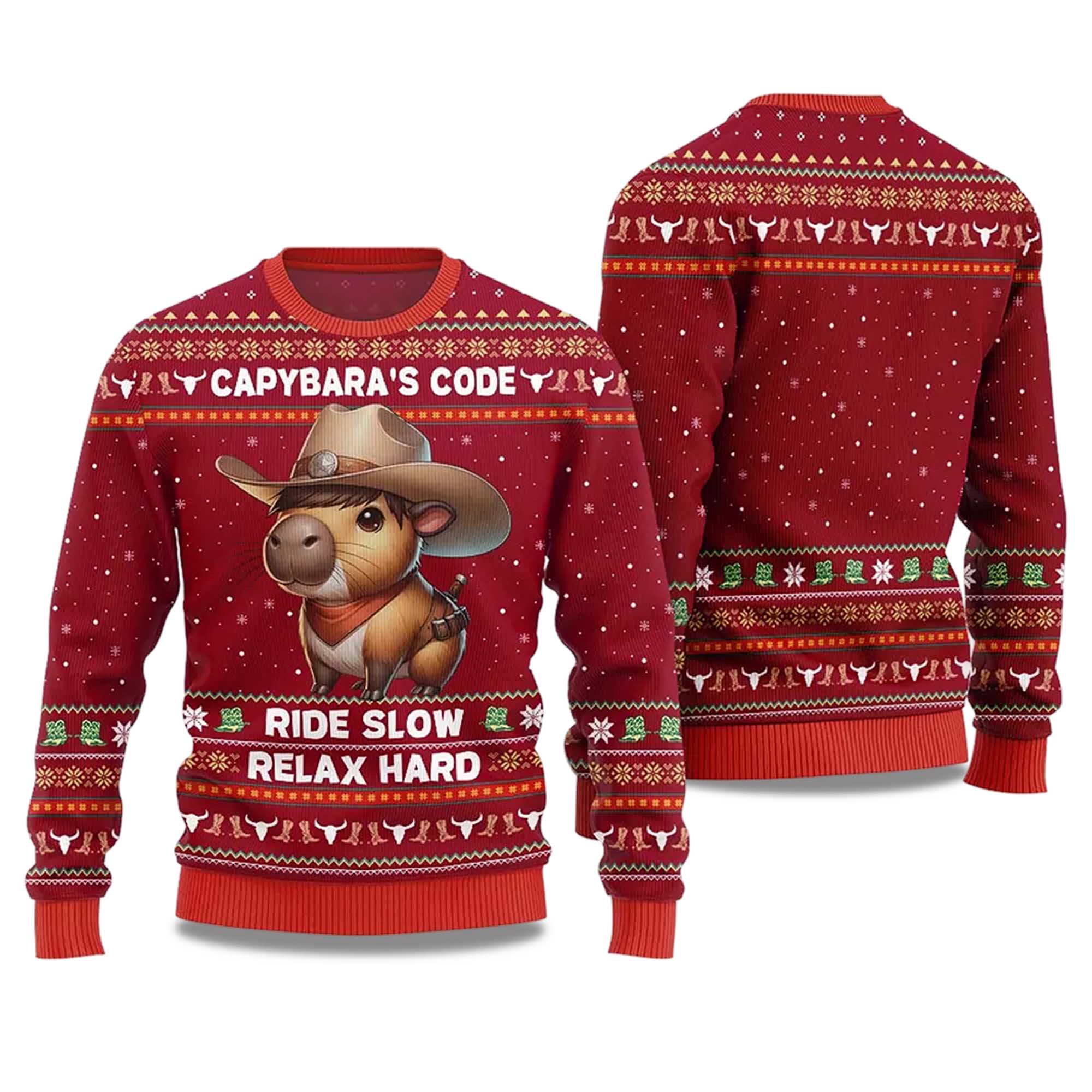 Buildercar - 2025 Capybara's Code Ride Slow Relax Hard Ugly Christmas Sweater