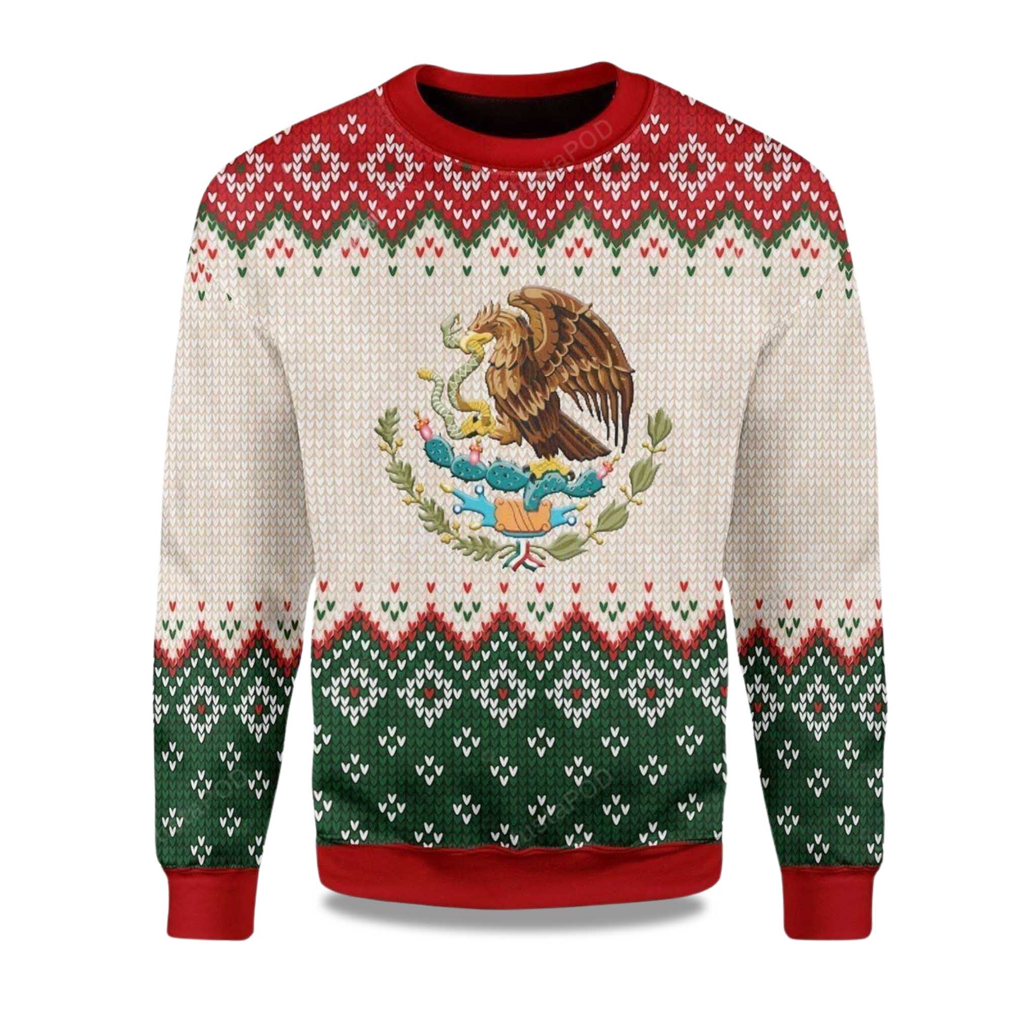 Buildercar - 2025 Coat Of Arms Of Mexico Christmas Ugly Sweater