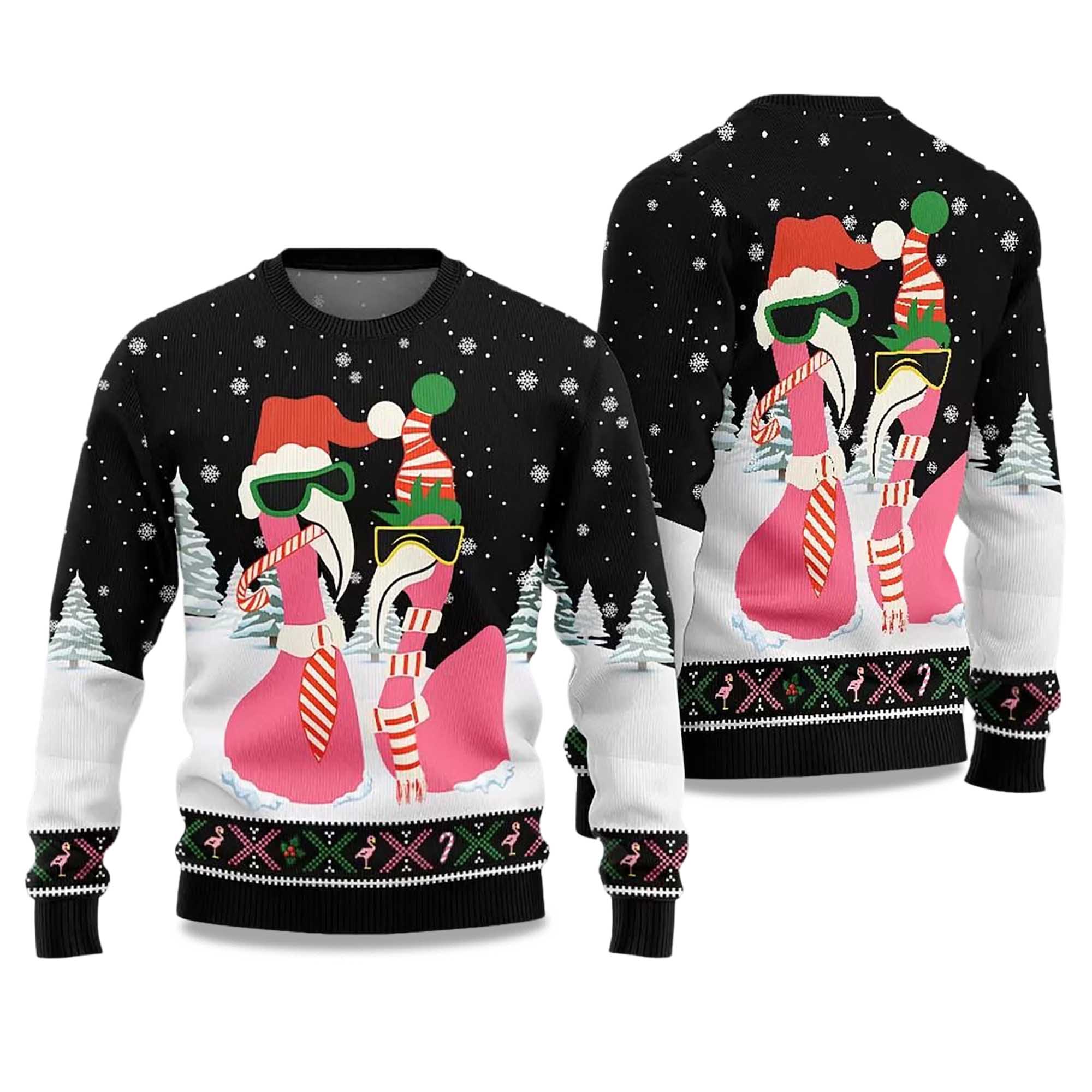 Buildercar - 2025 Cool Flamingo Ugly Christmas Sweater
