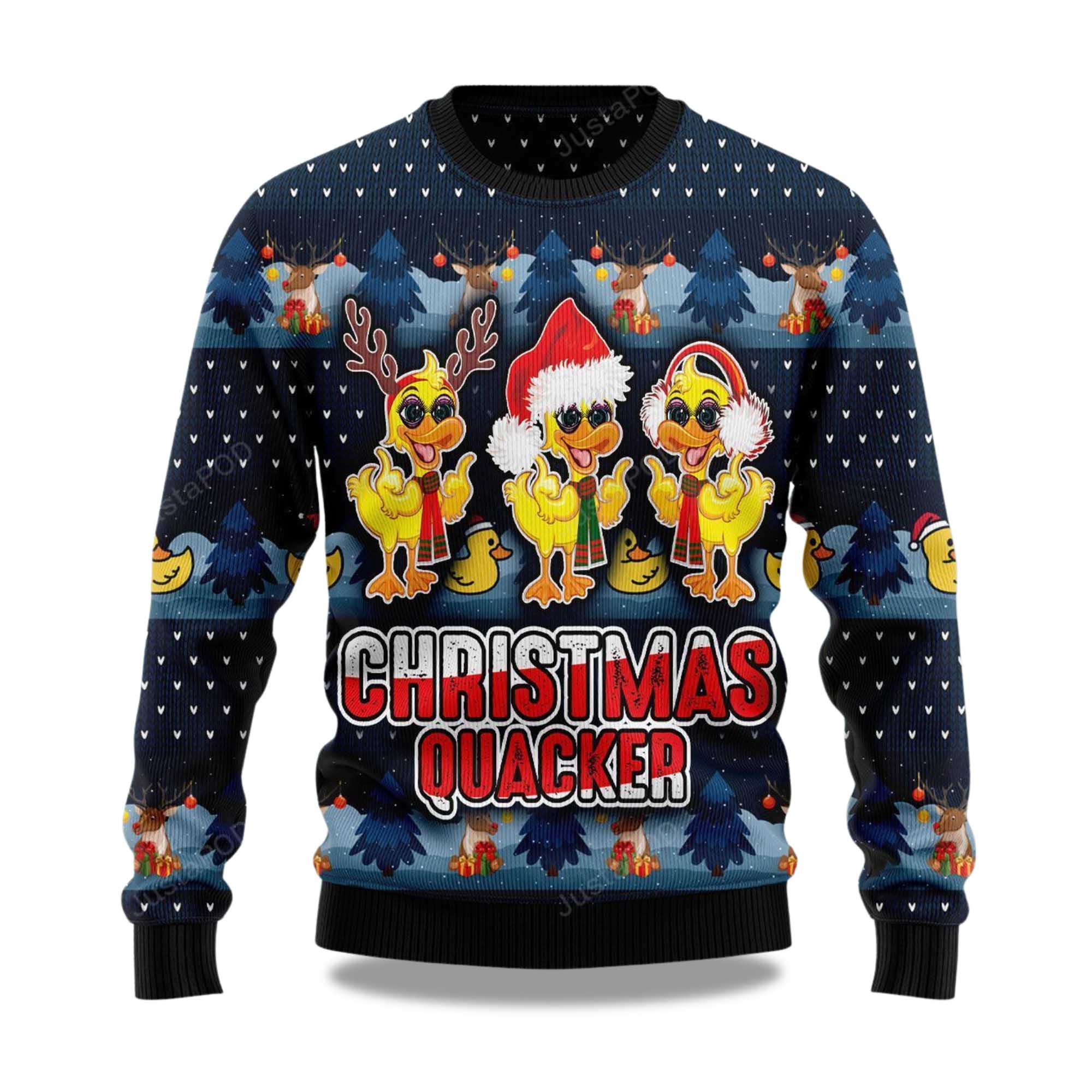 Buildercar - 2025 Cute Duck Quacker Christmas Ugly Sweater