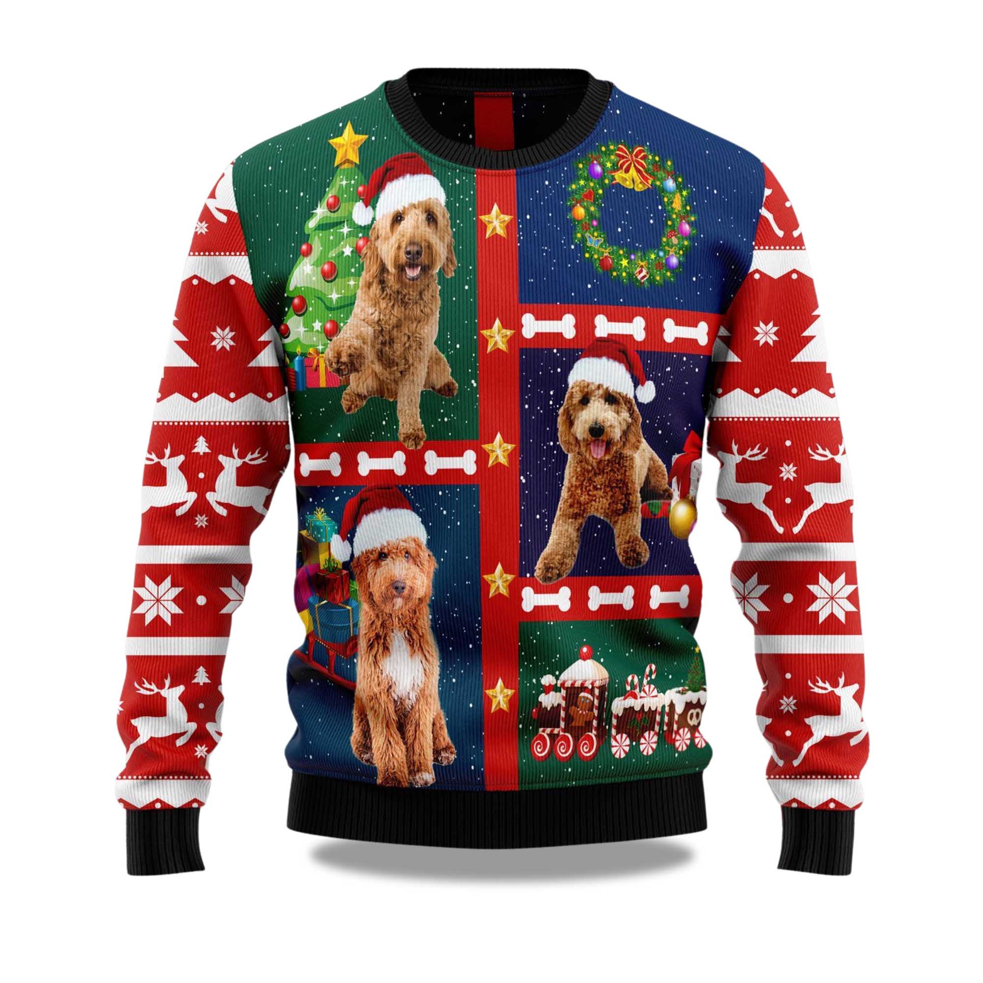 Buildercar - 2025 Cute Goldendoodle Christmas Ugly Sweater