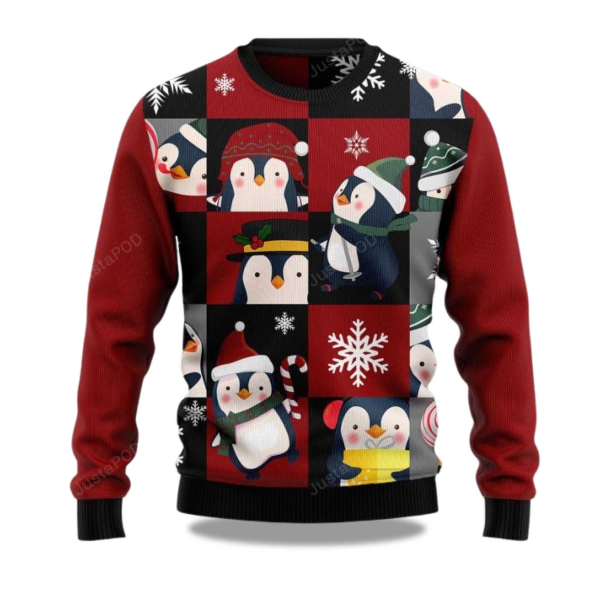 Buildercar - 2025 Cute Penguin Christmas Ugly Sweater
