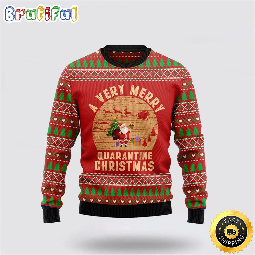 Buildercar - A Very Merry Quarantine Christmas Ugly Christmas Sweater Christmas Gift For That Everyone Will Love 
