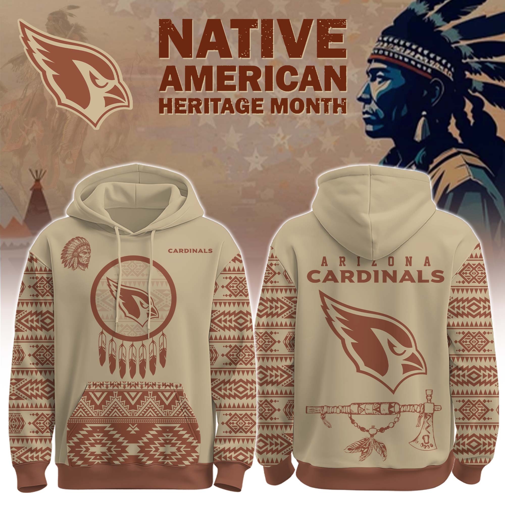 Buildercar - Arizona Cardinals Native American Heritage Month Personalized Hoodie