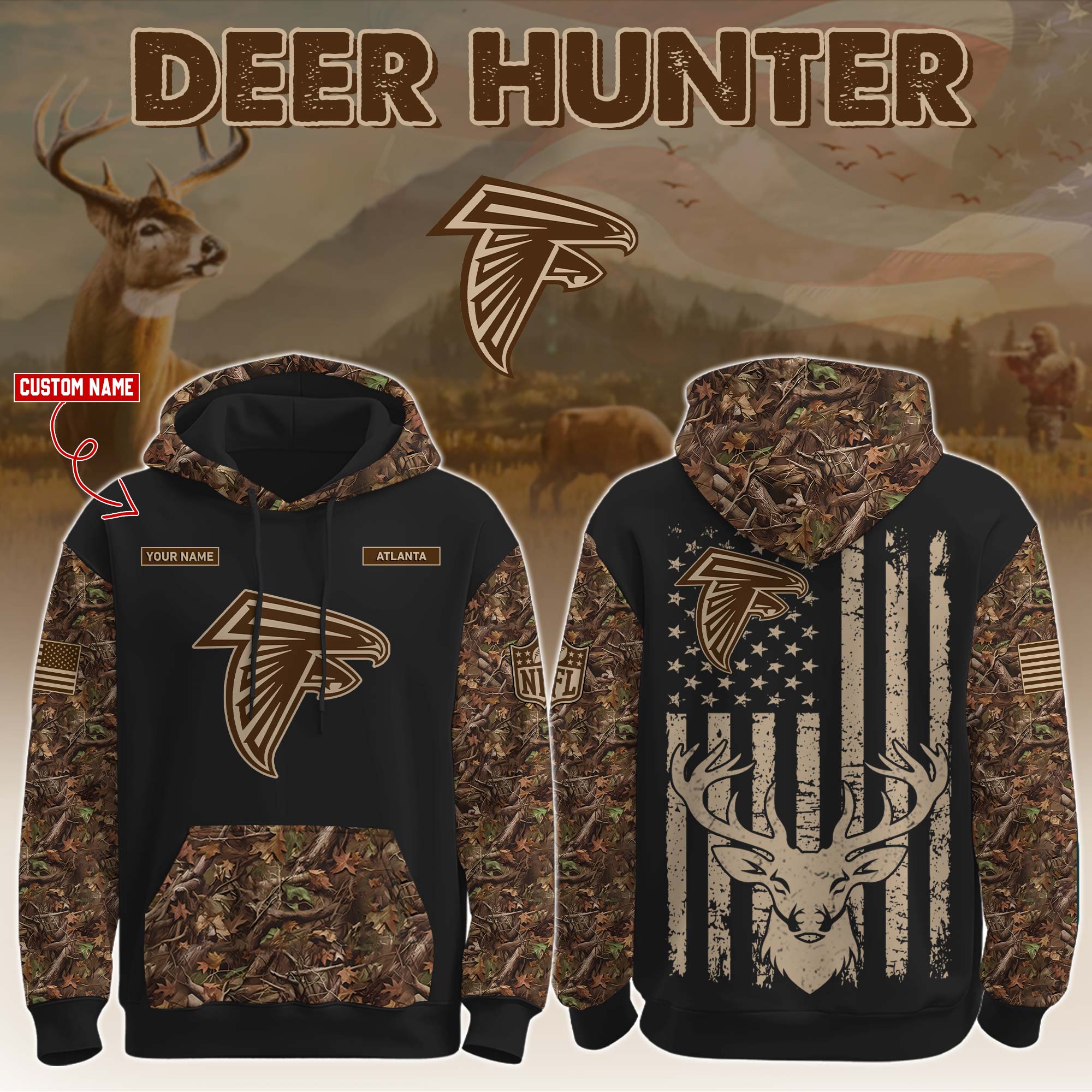 Buildercar - Atlanta Falcons-Hunting Limited Editions Personalized Hoodie Personalized Hoodie