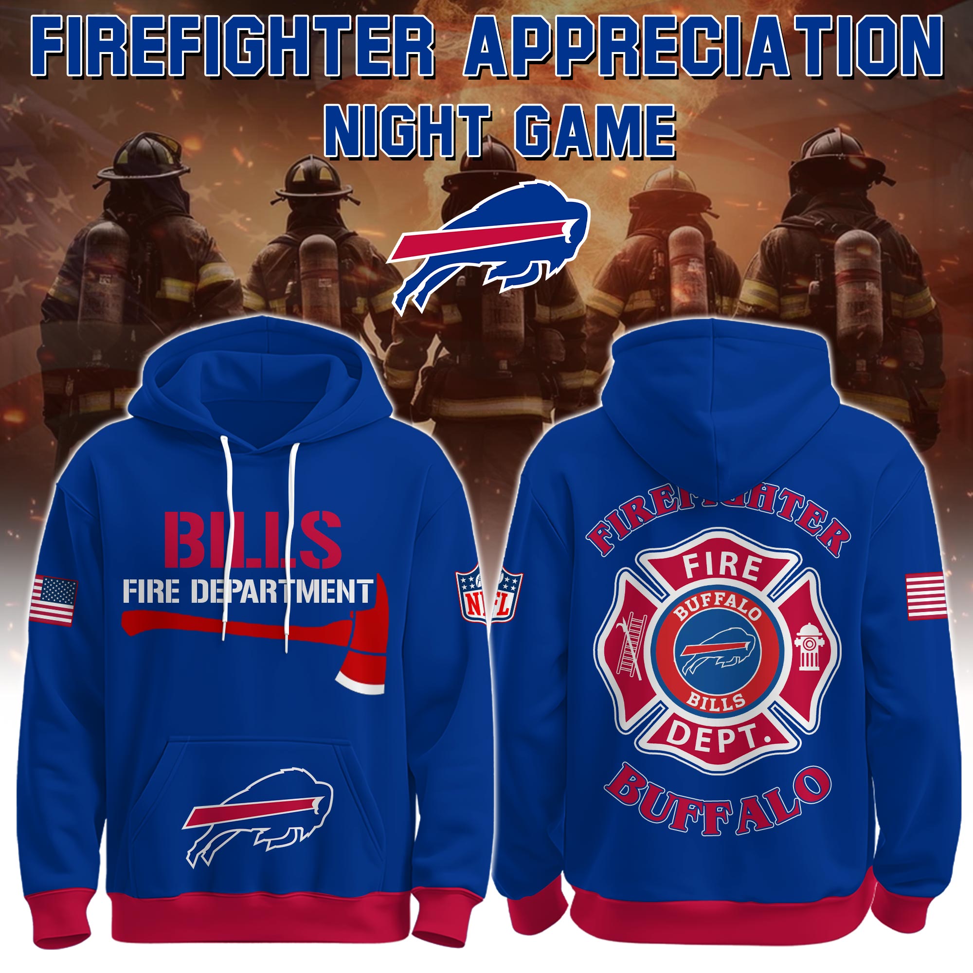 Buildercar - Buffalo Bills Football x Firefighter 2025 Special Edition Hoodie