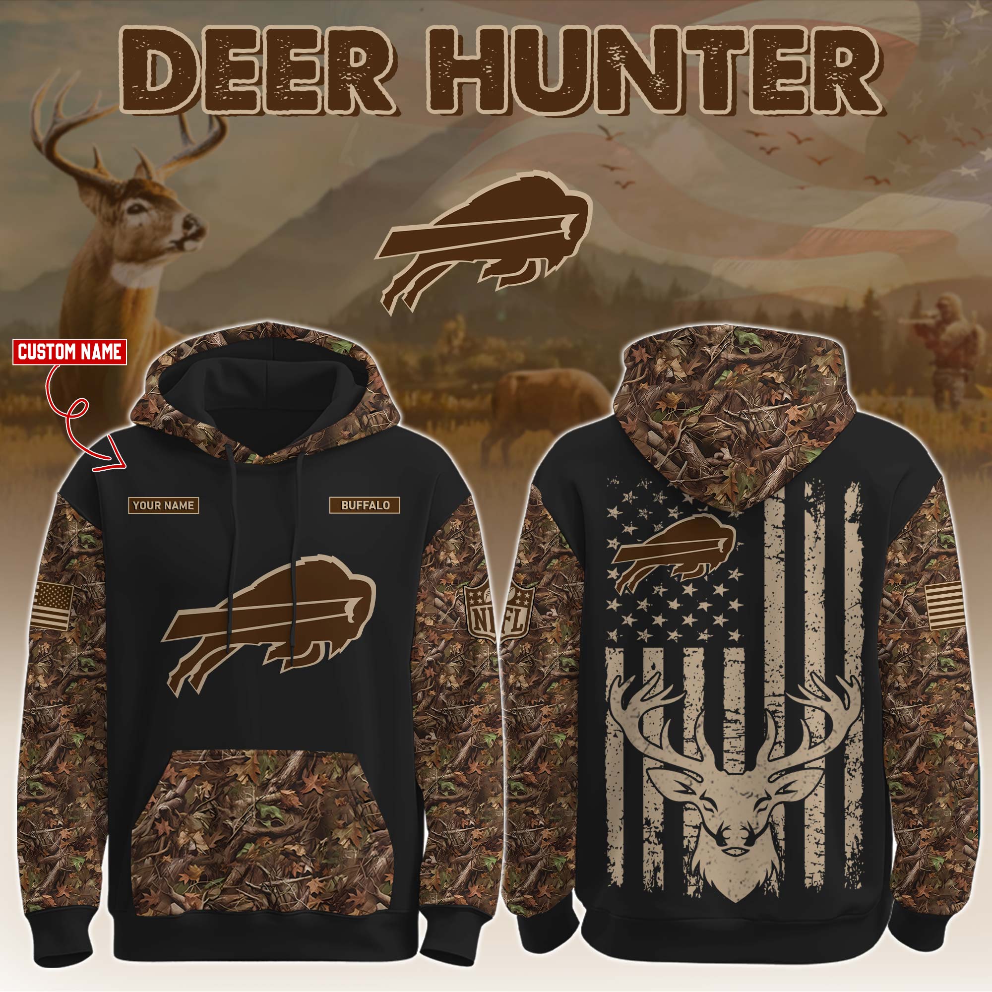 Buildercar - Buffalo Bills-Hunting Limited Editions Personalized Hoodie Personalized Hoodie