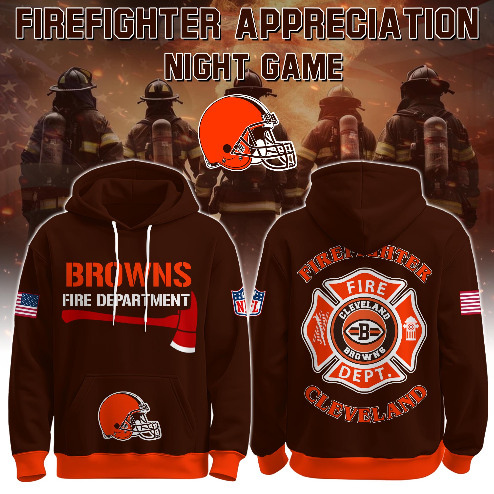 Buildercar - Cleveland Browns Football x Firefighter 2025 Special Edition Hoodie