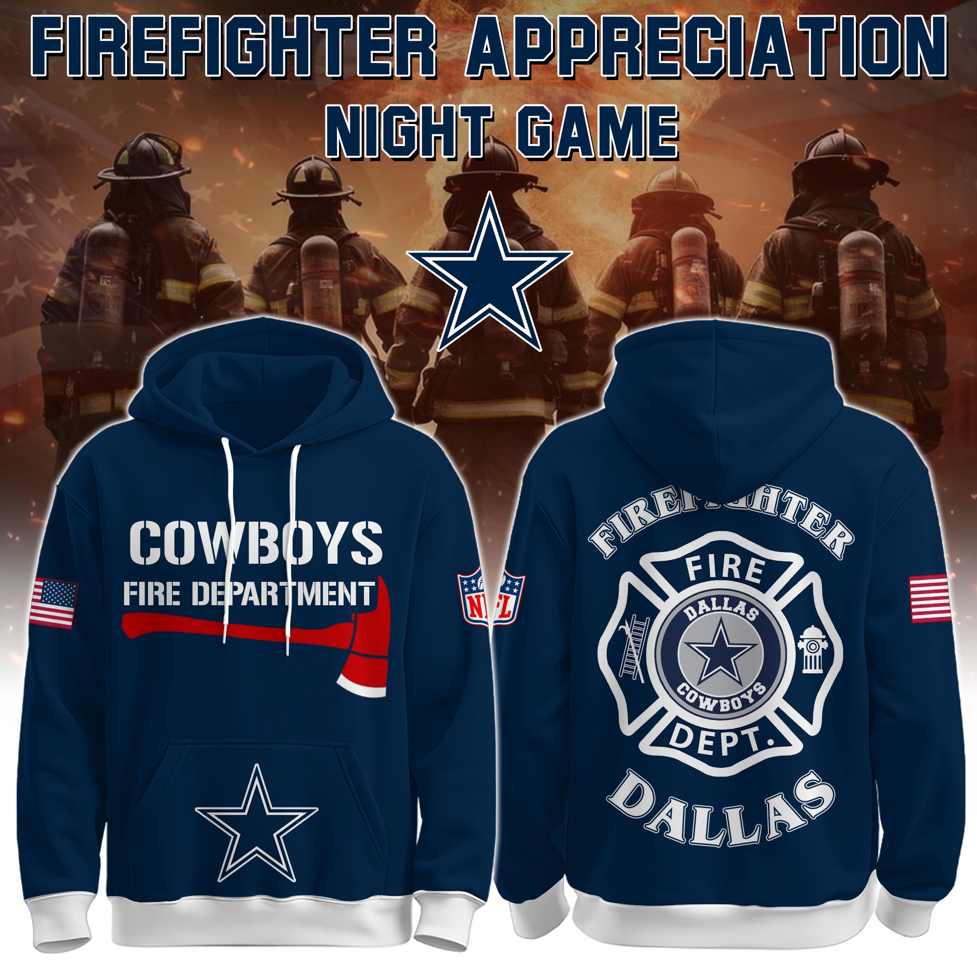 Buildercar - Dallas Cowboys Football x Firefighter 2025 Special Edition Hoodie