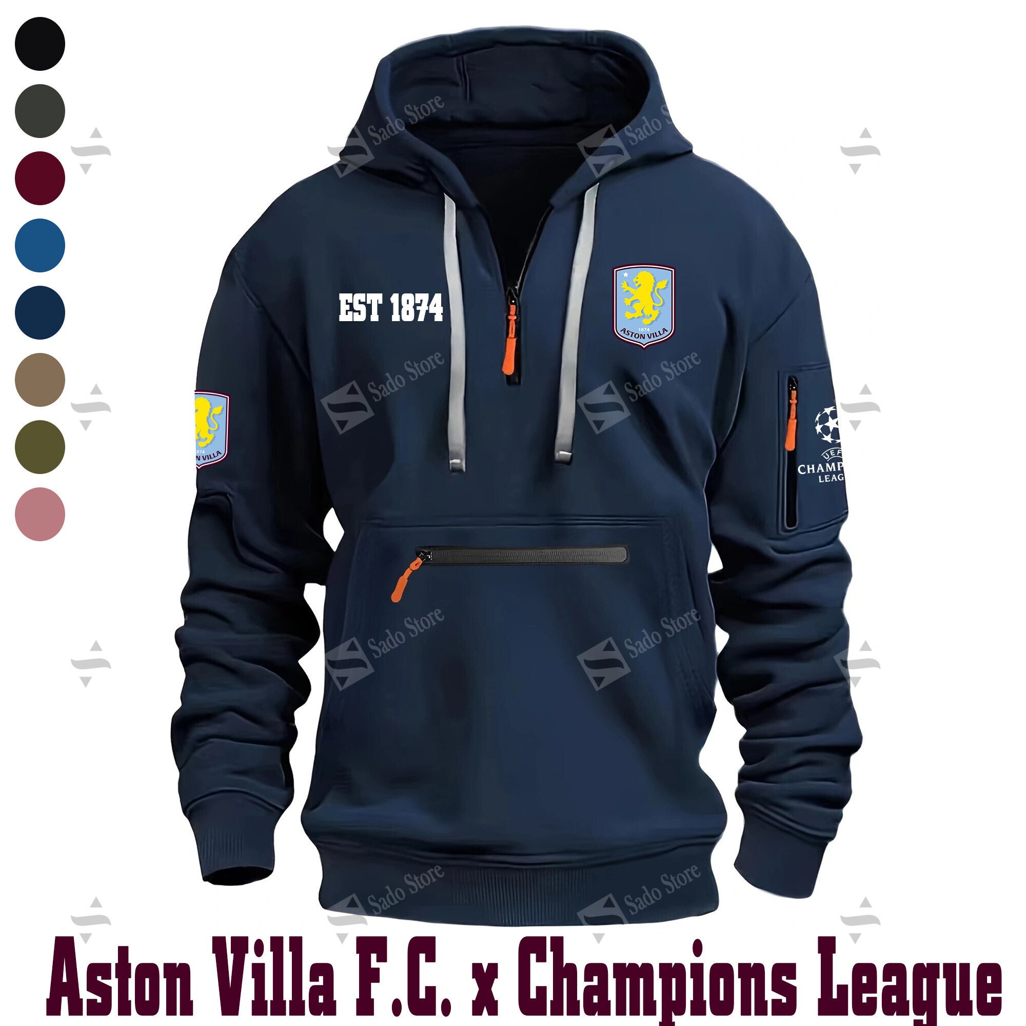 Buildercar - EPL - Aston Villa F.C. - Half-Zip Hoodies