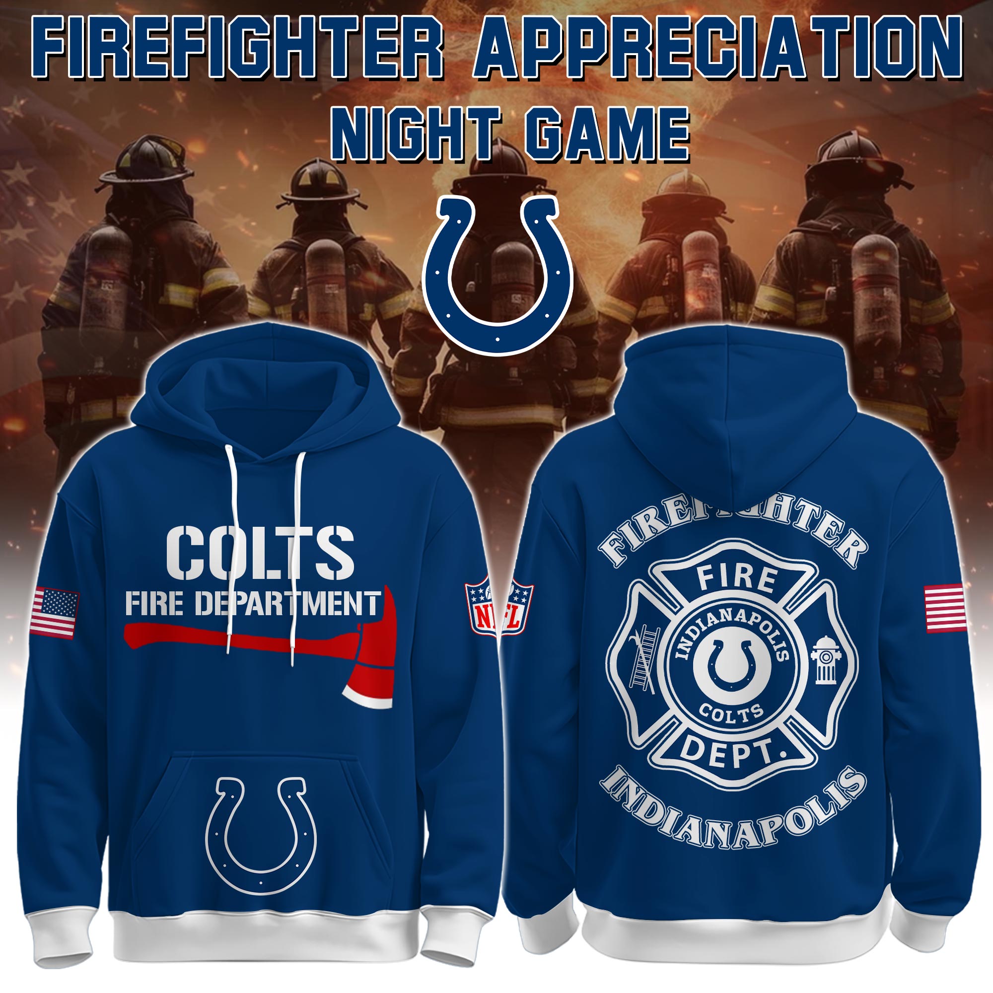 Buildercar - Indianapolis Colts Football x Firefighter 2025 Special Edition Hoodie