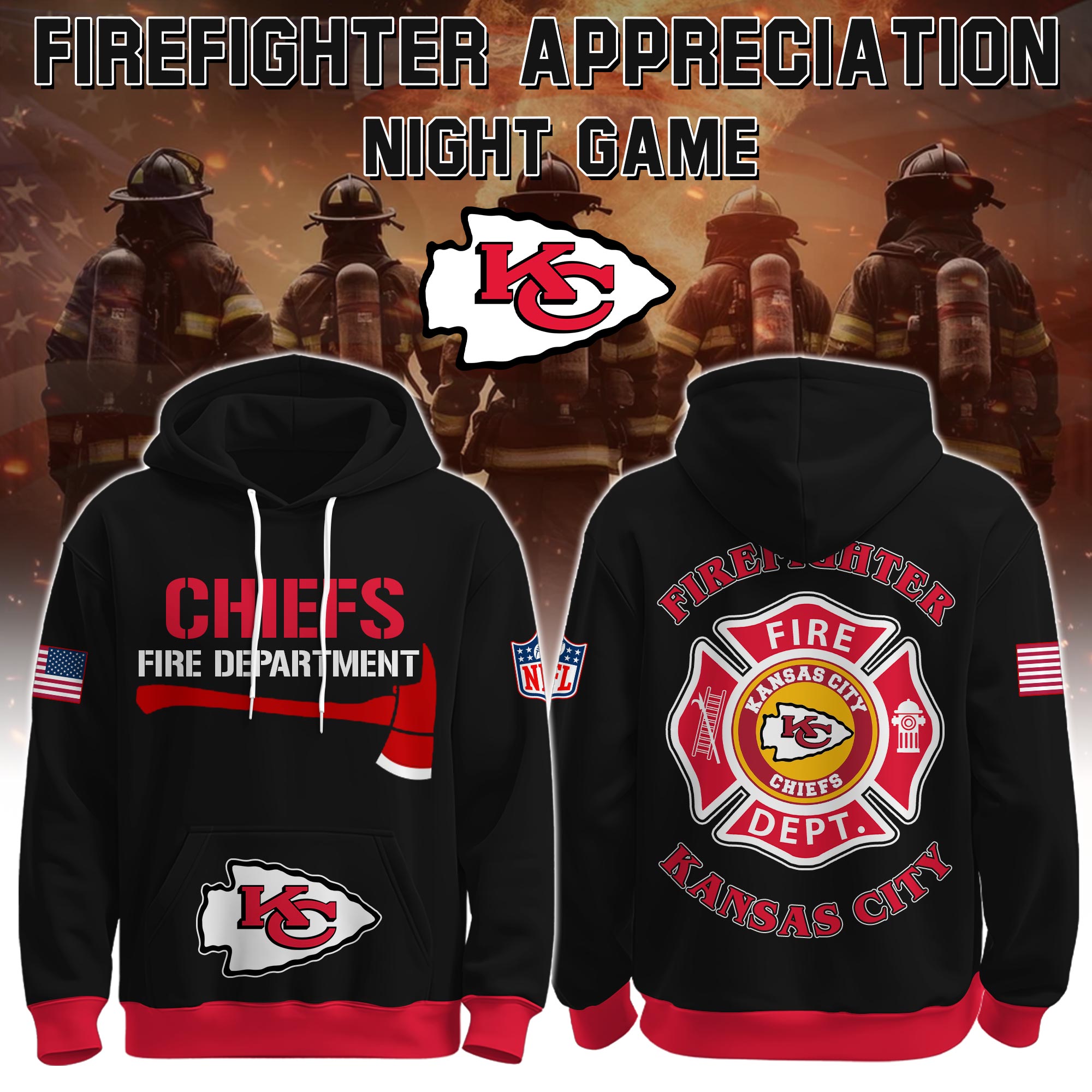 Buildercar - Kansas City Chiefs Football x Firefighter 2025 Special Edition Hoodie