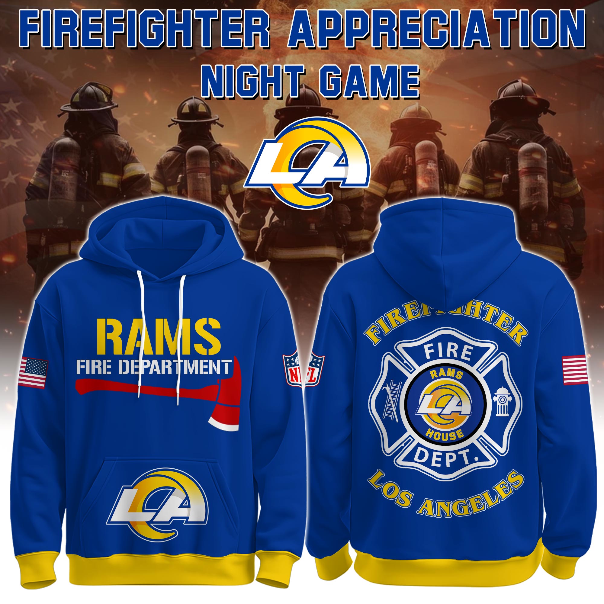 Buildercar - Los Angeles Rams Football x Firefighter 2025 Special Edition Hoodie