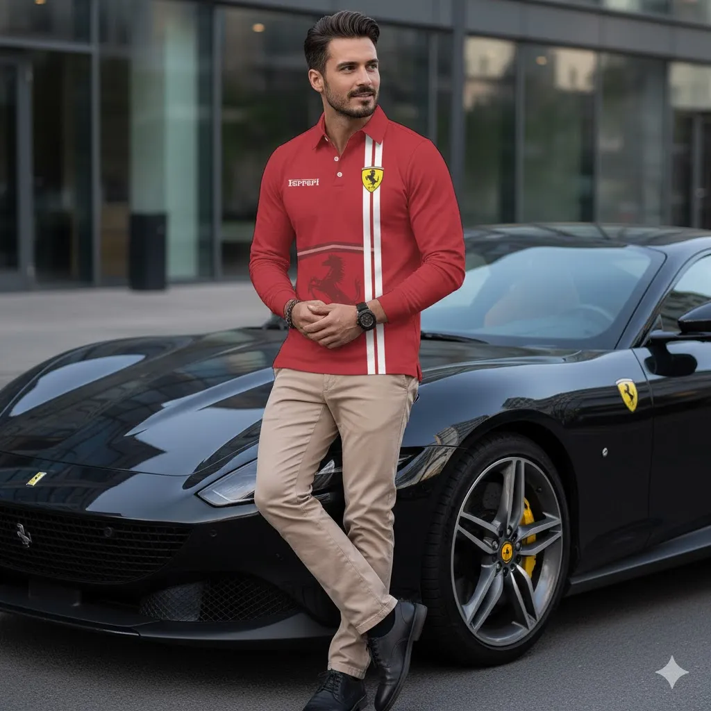 Buildercar - Men's Long Sleeve Polo FERRARI hm31102565 - Image 3