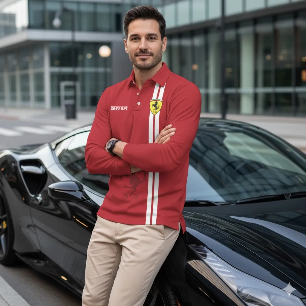 Buildercar - Men's Long Sleeve Polo FERRARI hm31102565 - Image 2