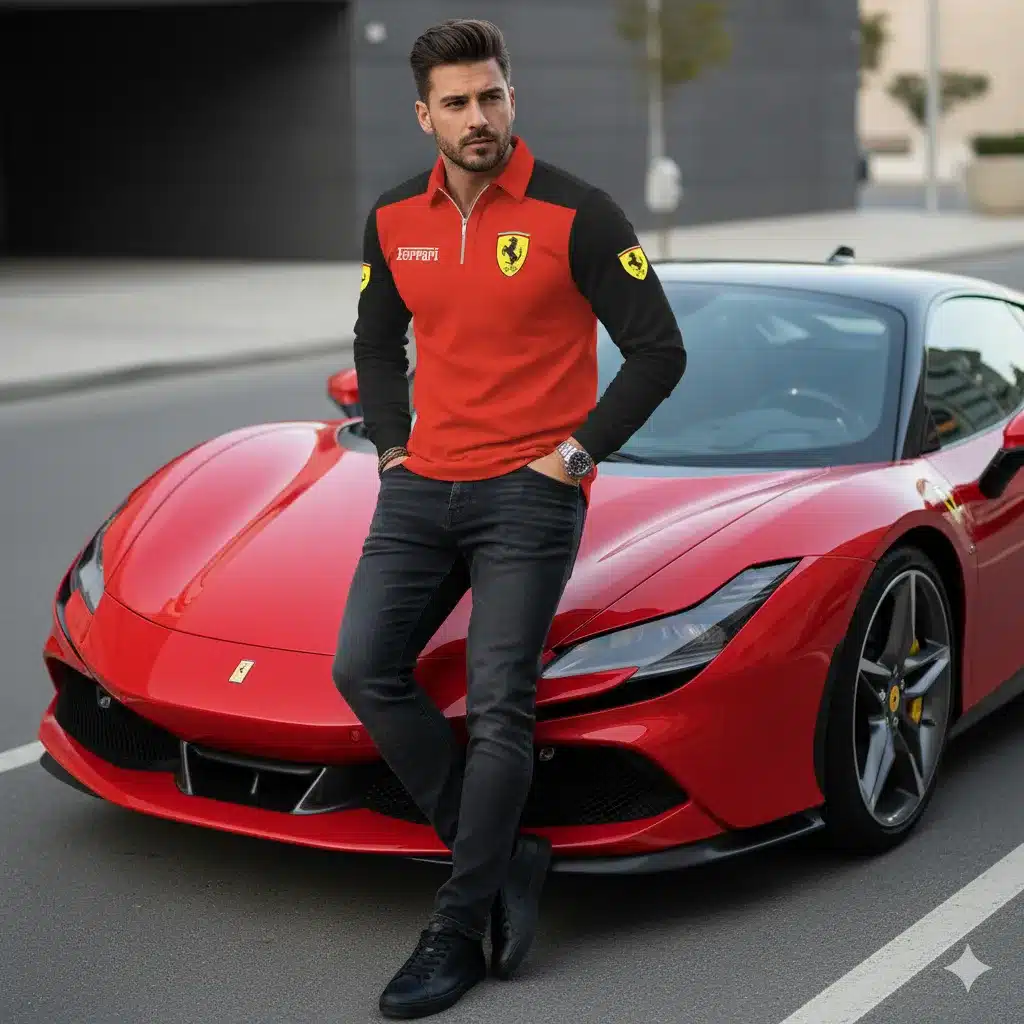 Buildercar - Men's Long Sleeve Polo FERRARI hm31102571 - Image 4