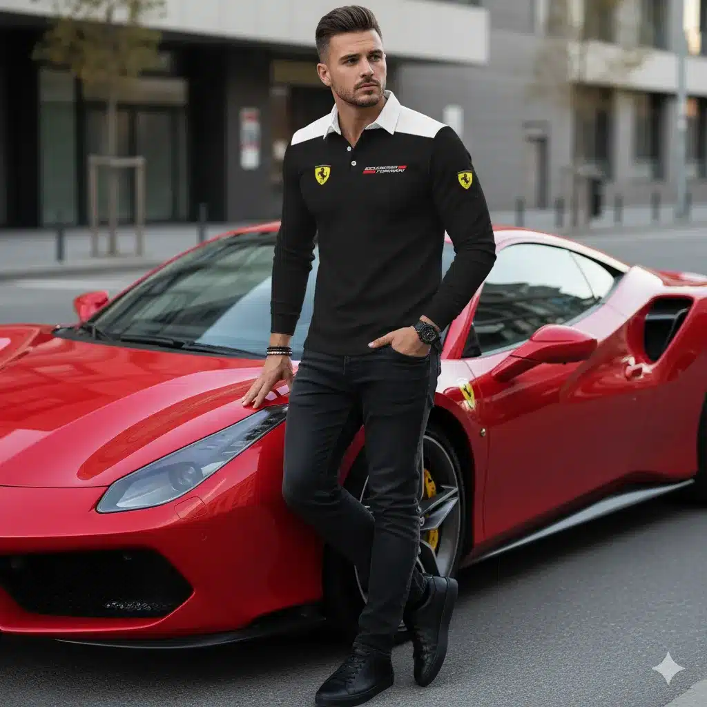 Buildercar - Men's Long Sleeve Polo FERRARI hm31102572 - Image 4