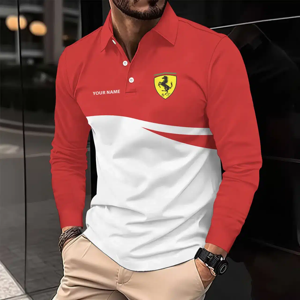 Buildercar - Men's Long Sleeve Polo FERRARI hm31102590