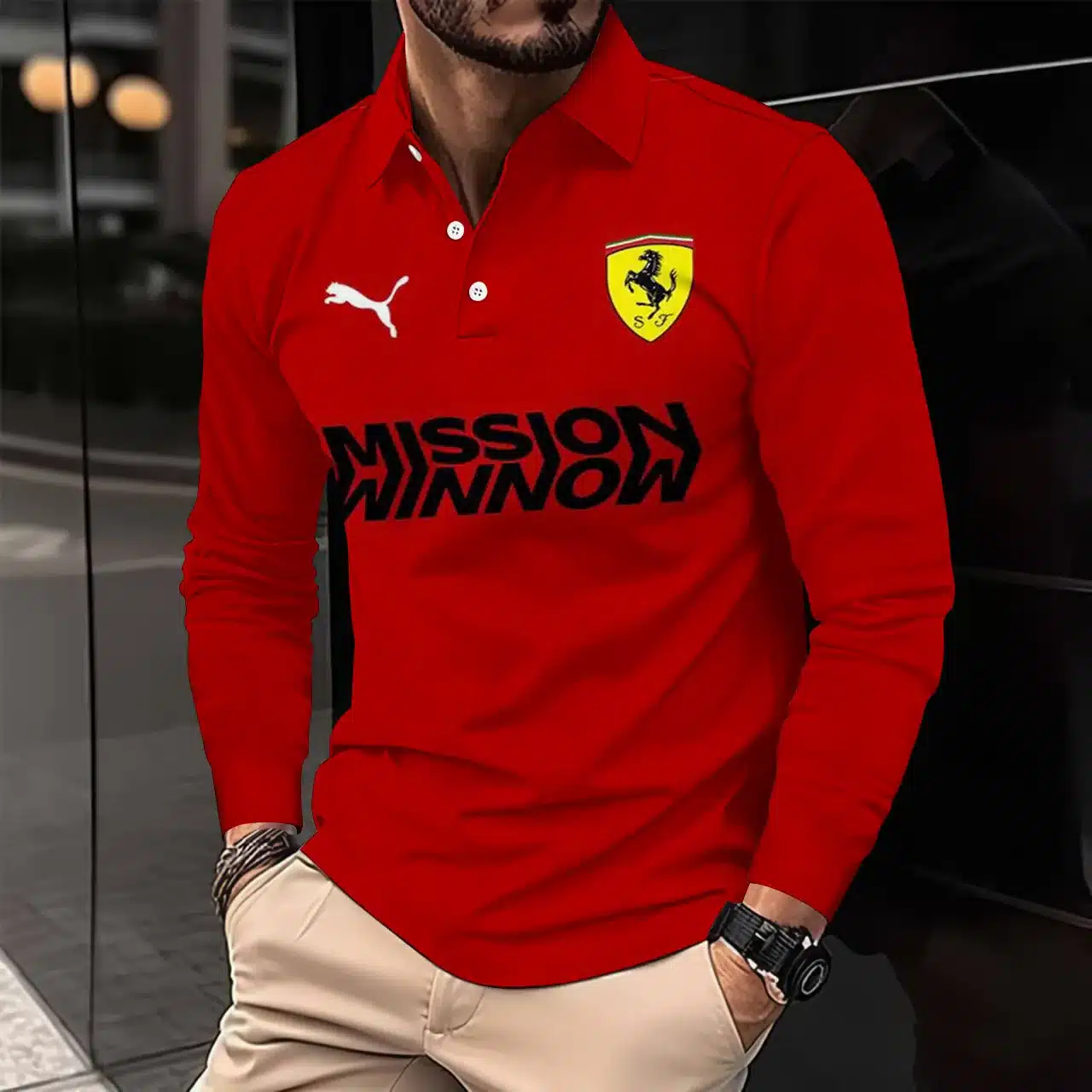 Buildercar -  Men's Long Sleeve Polo FERRARI hm31102597