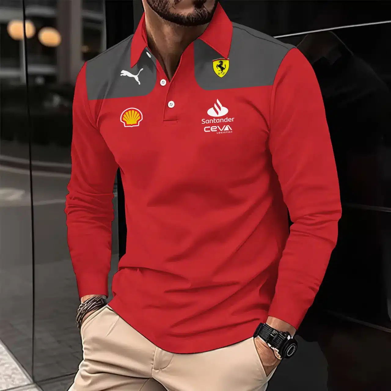 Buildercar -  Men's Long Sleeve Polo FERRARI hm31102601