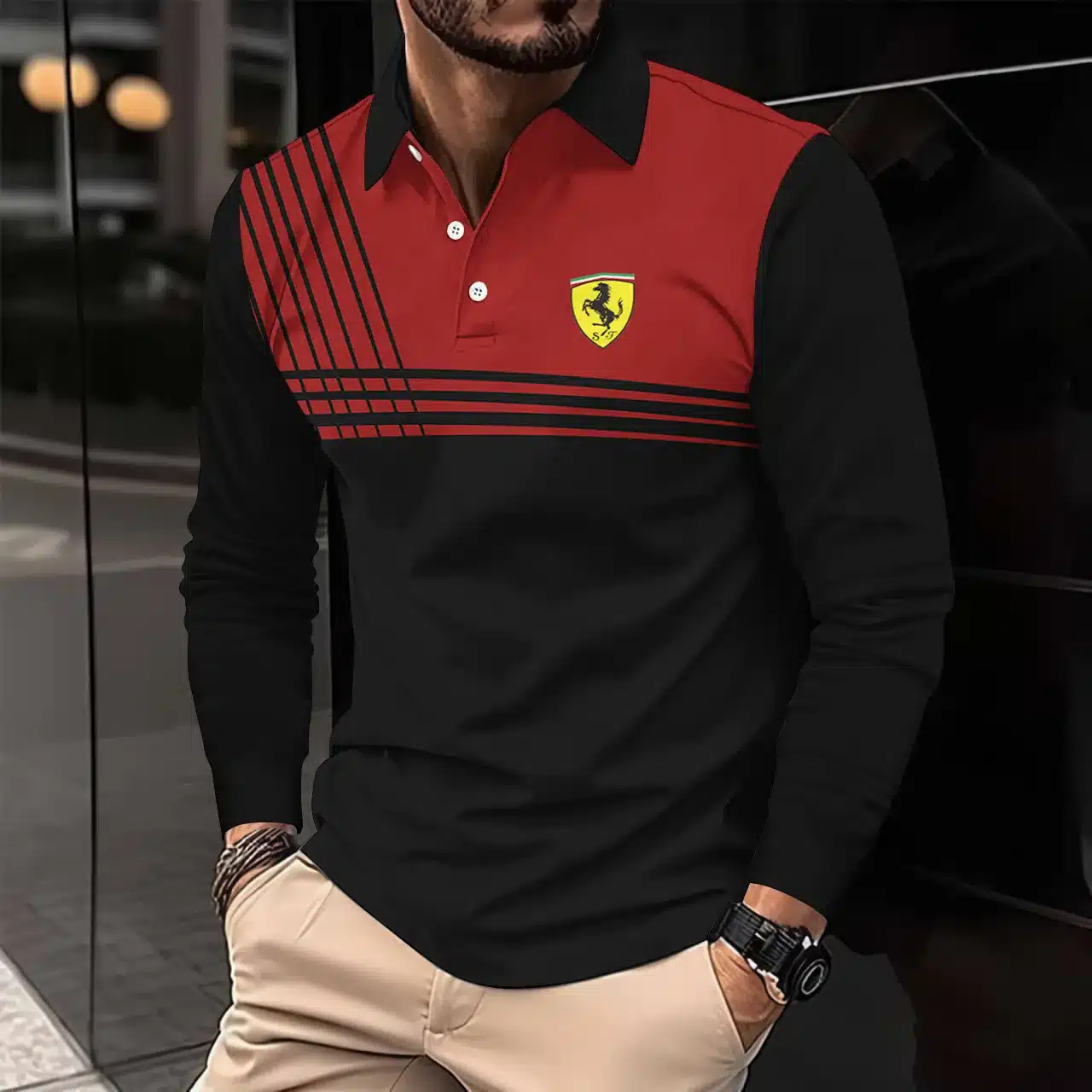 Buildercar -  Men's Long Sleeve Polo FERRARI hm31102602