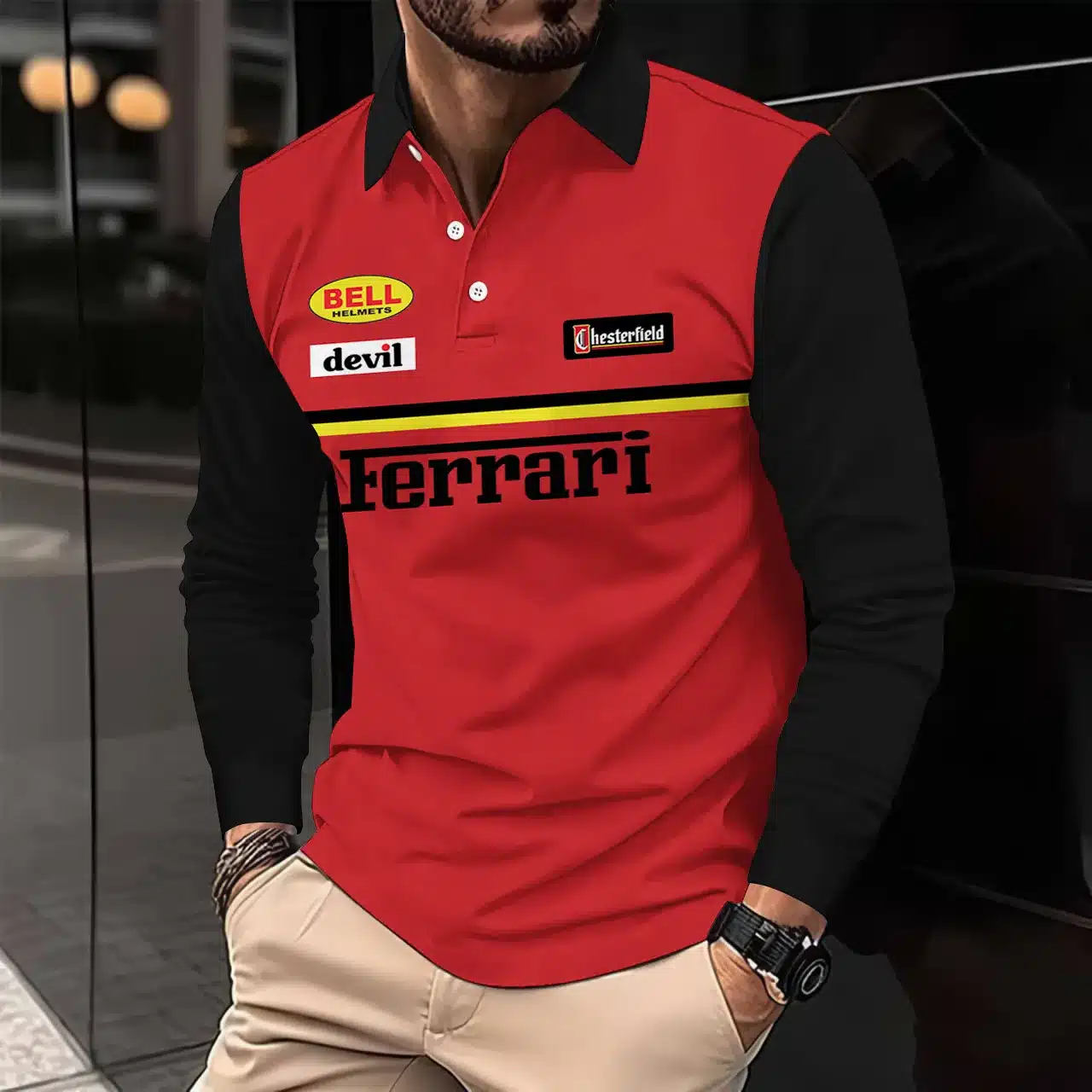 Buildercar -  Men's Long Sleeve Polo FERRARI hm31102603