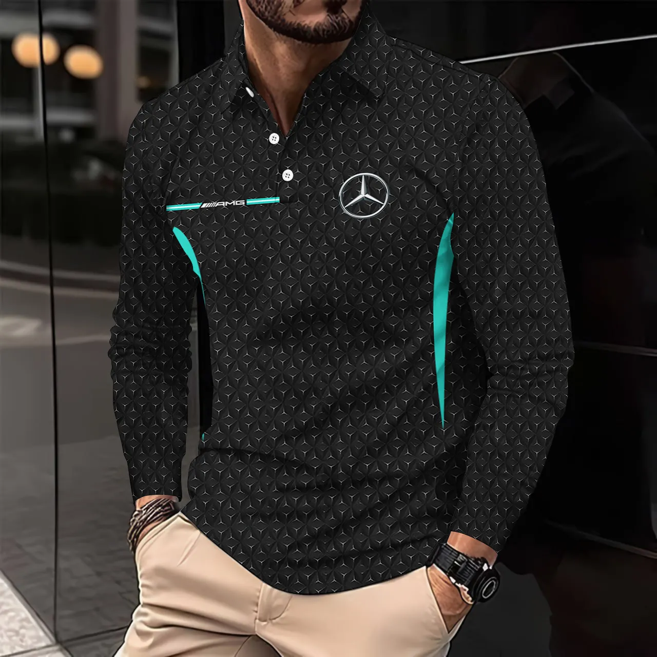 Buildercar -  Men's Long Sleeve Polo MERCEDES hm31102527