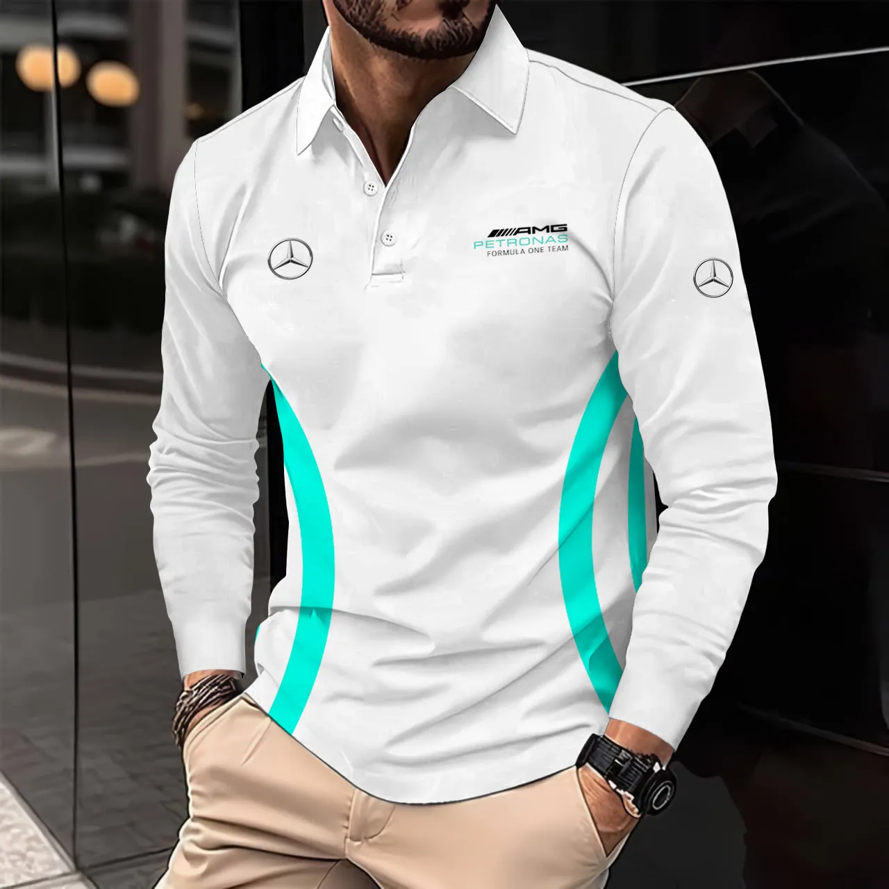 Buildercar -  Men's Long Sleeve Polo MERCEDES hm31102615
