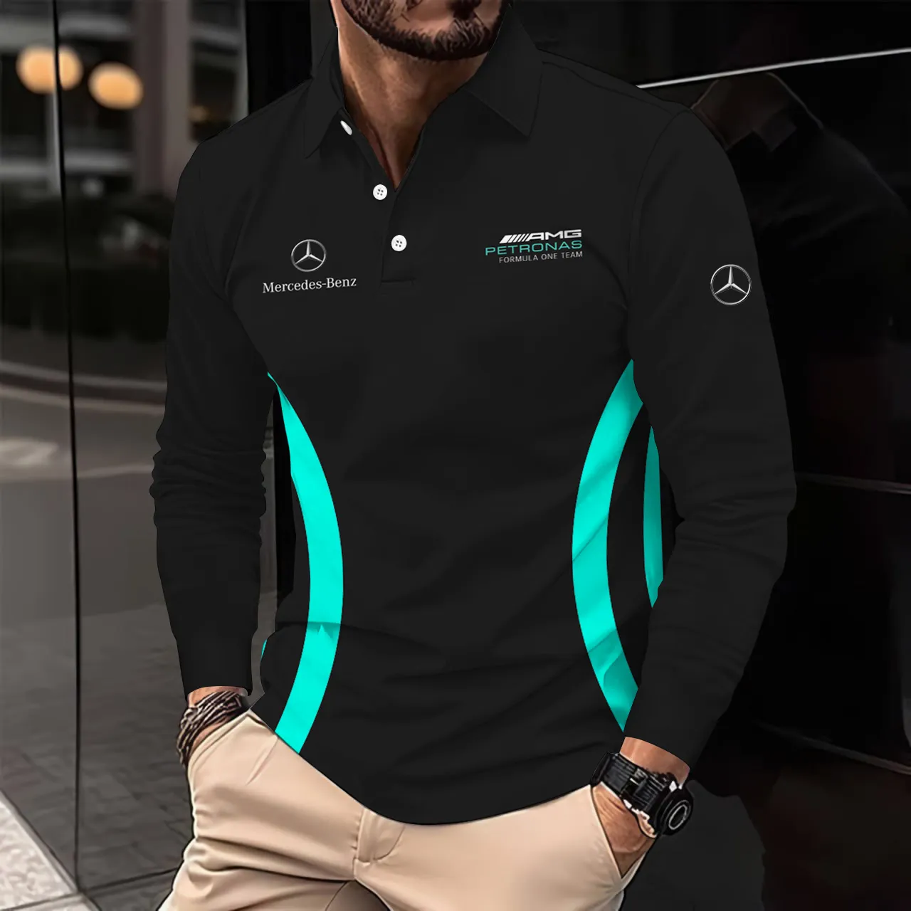 Buildercar -  Men's Long Sleeve Polo MERCEDES hm31102616