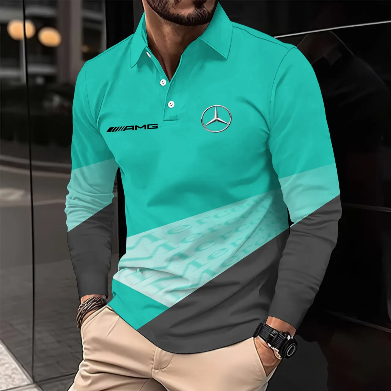 Buildercar -  Men's Long Sleeve Polo MERCEDES hm31102620