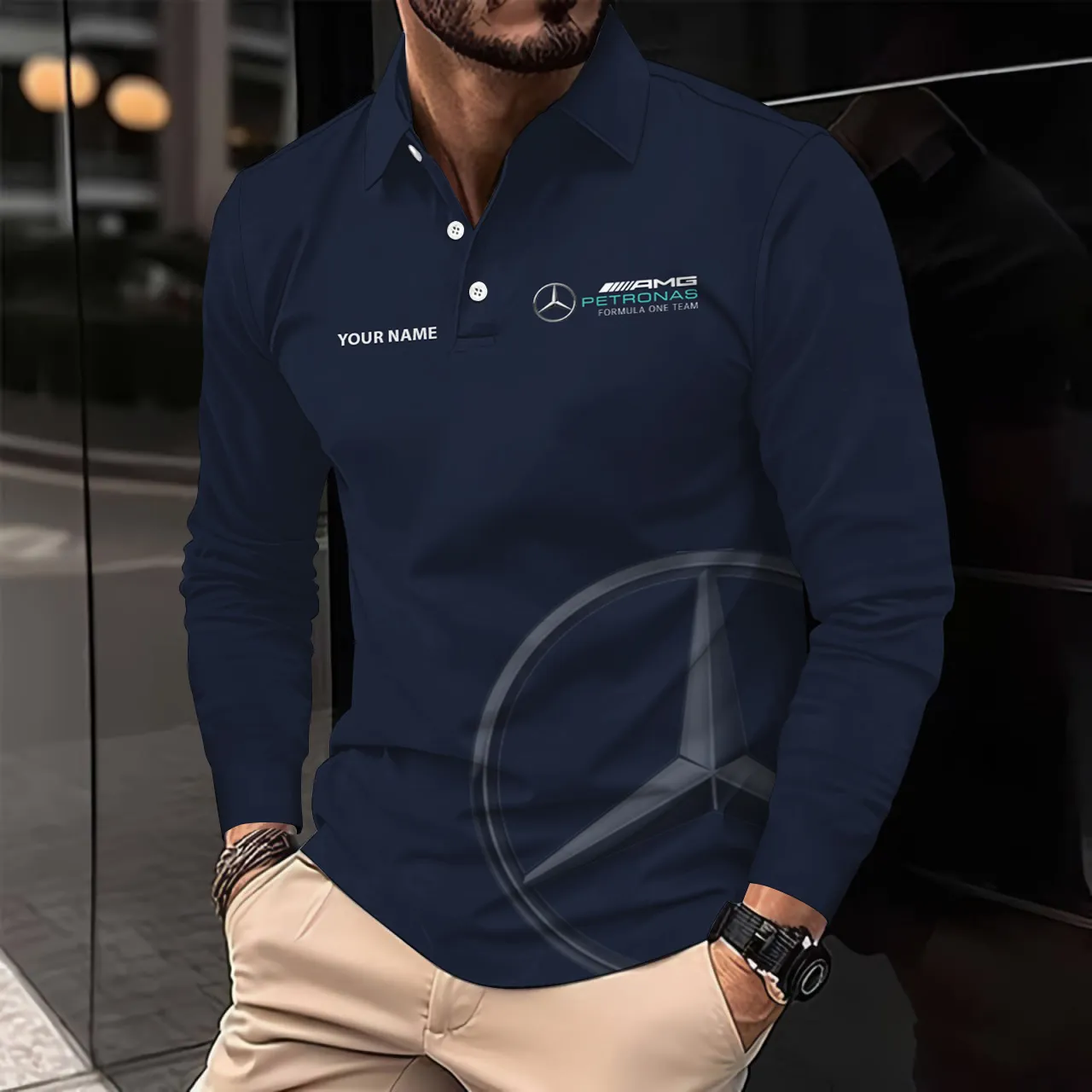 Buildercar -  Men's Long Sleeve Polo MERCEDES hm31102621