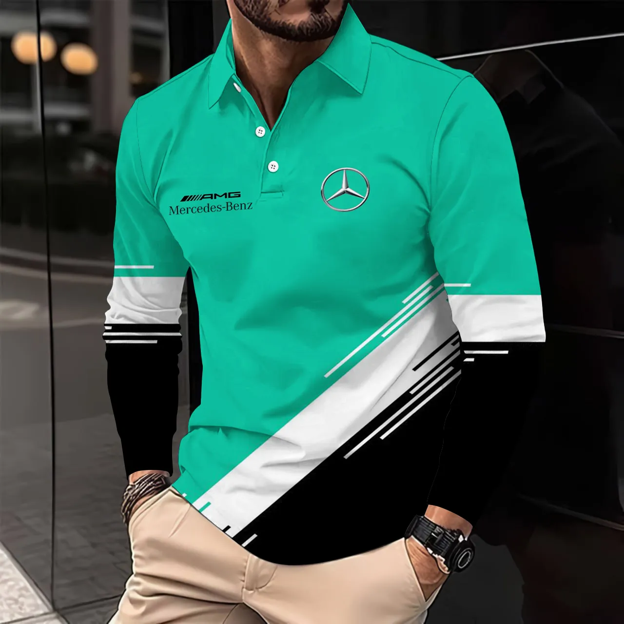 Buildercar -  Men's Long Sleeve Polo MERCEDES hm31102622