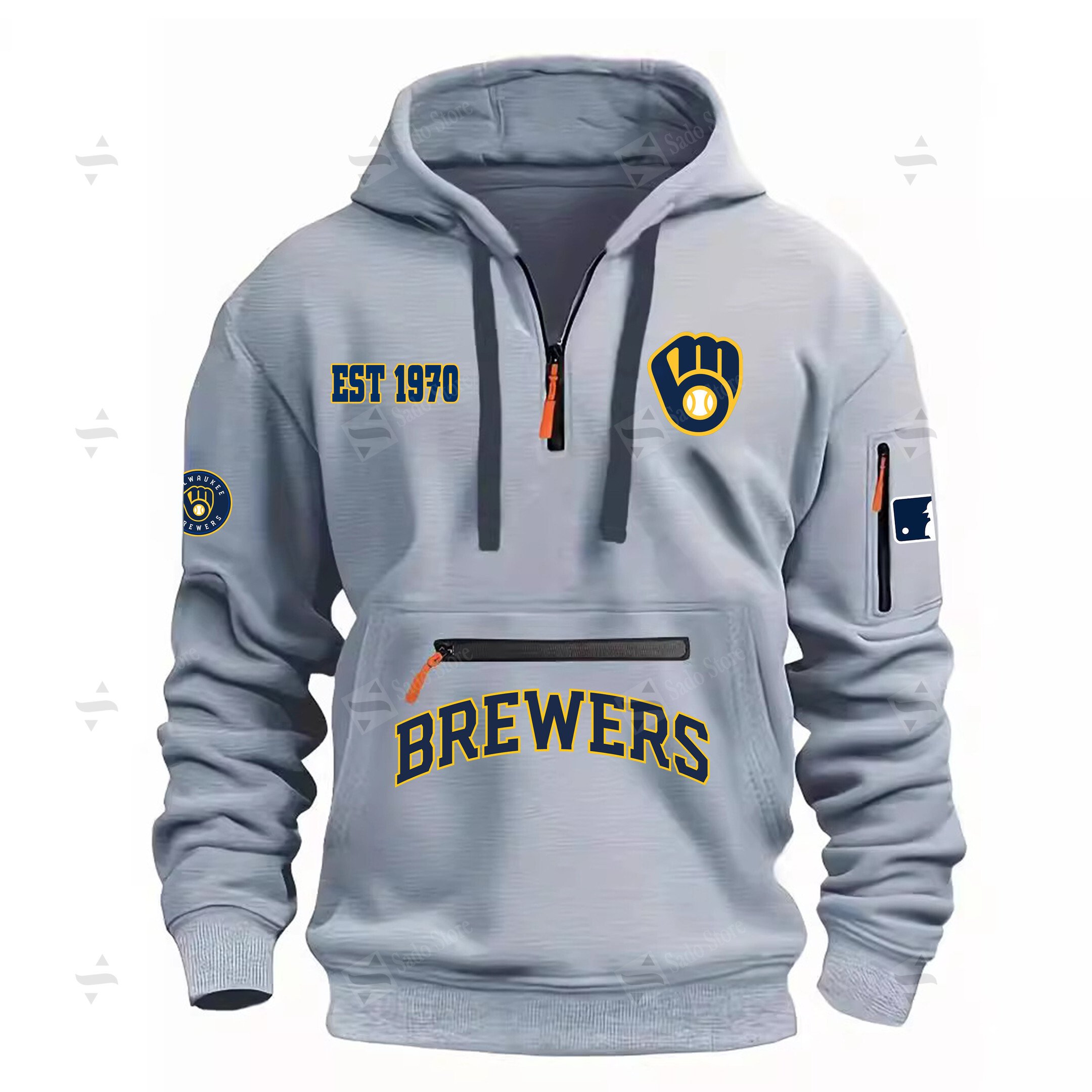 Buildercar - MLB - Milwaukee Brewers - Half Zip Hoodies