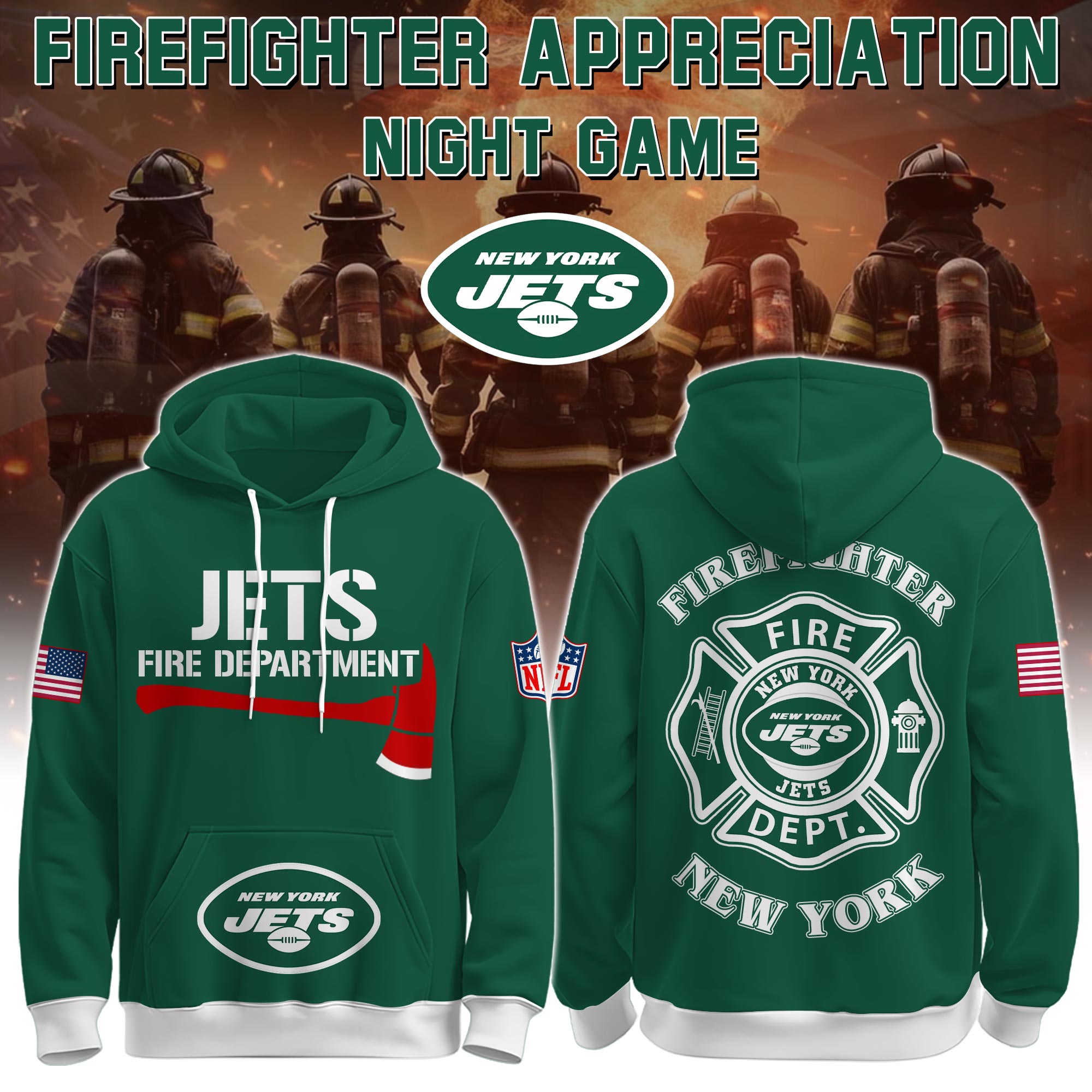 Buildercar - New York Jets Football x Firefighter 2025 Special Edition Hoodie