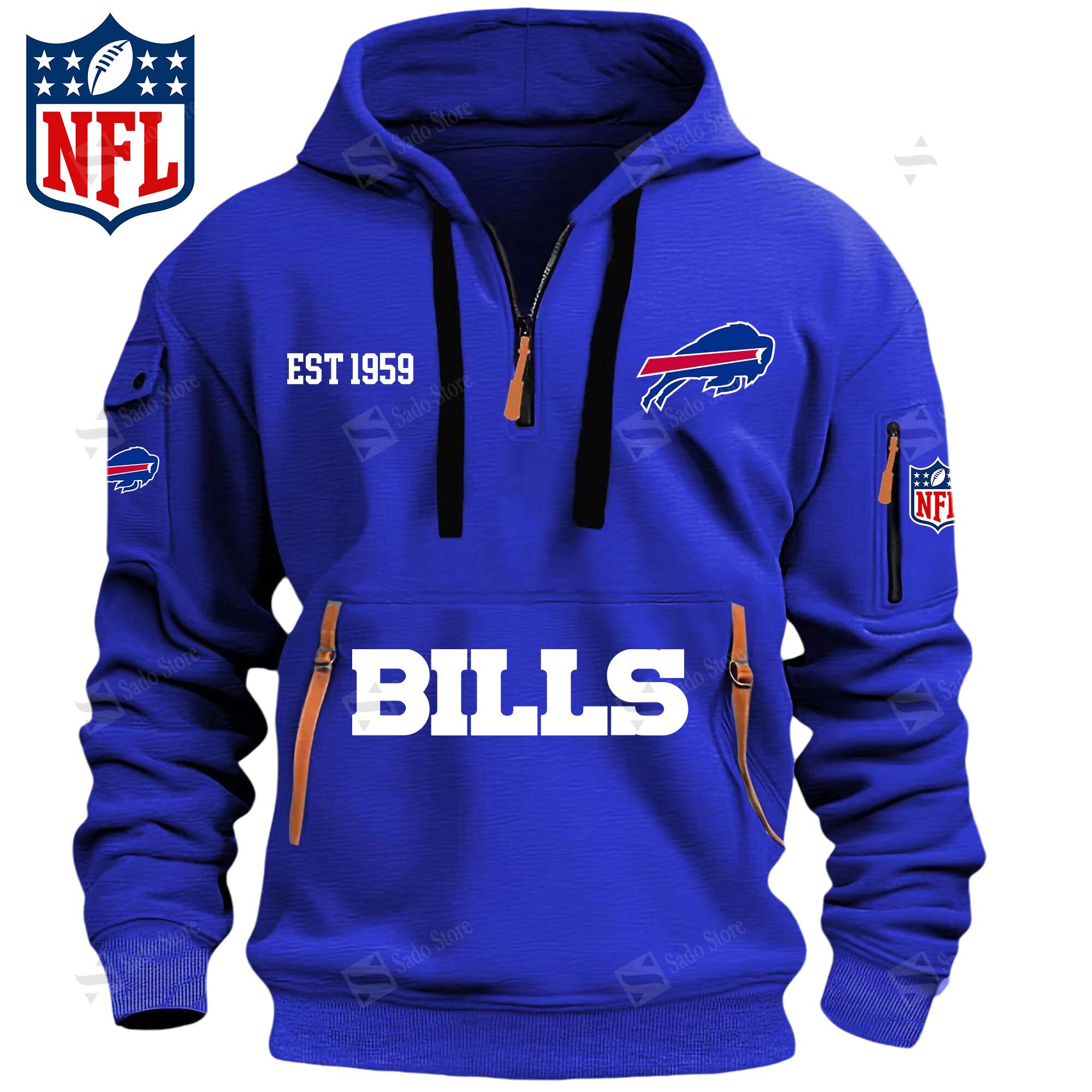 Buildercar - NFL - Buffalo Bills - Hoodie Half Zipper