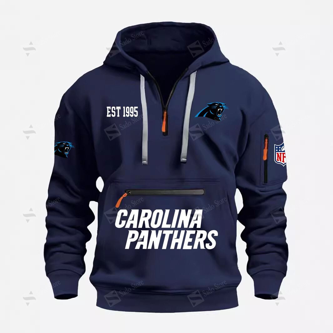 Buildercar - NFL - Carolina Panthers - Half Zip Hoodies
