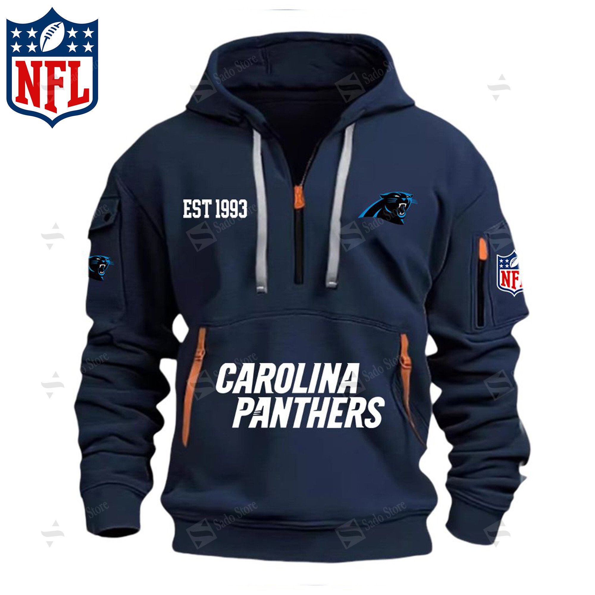 Buildercar - NFL - Carolina Panthers - Hoodie Half Zipper