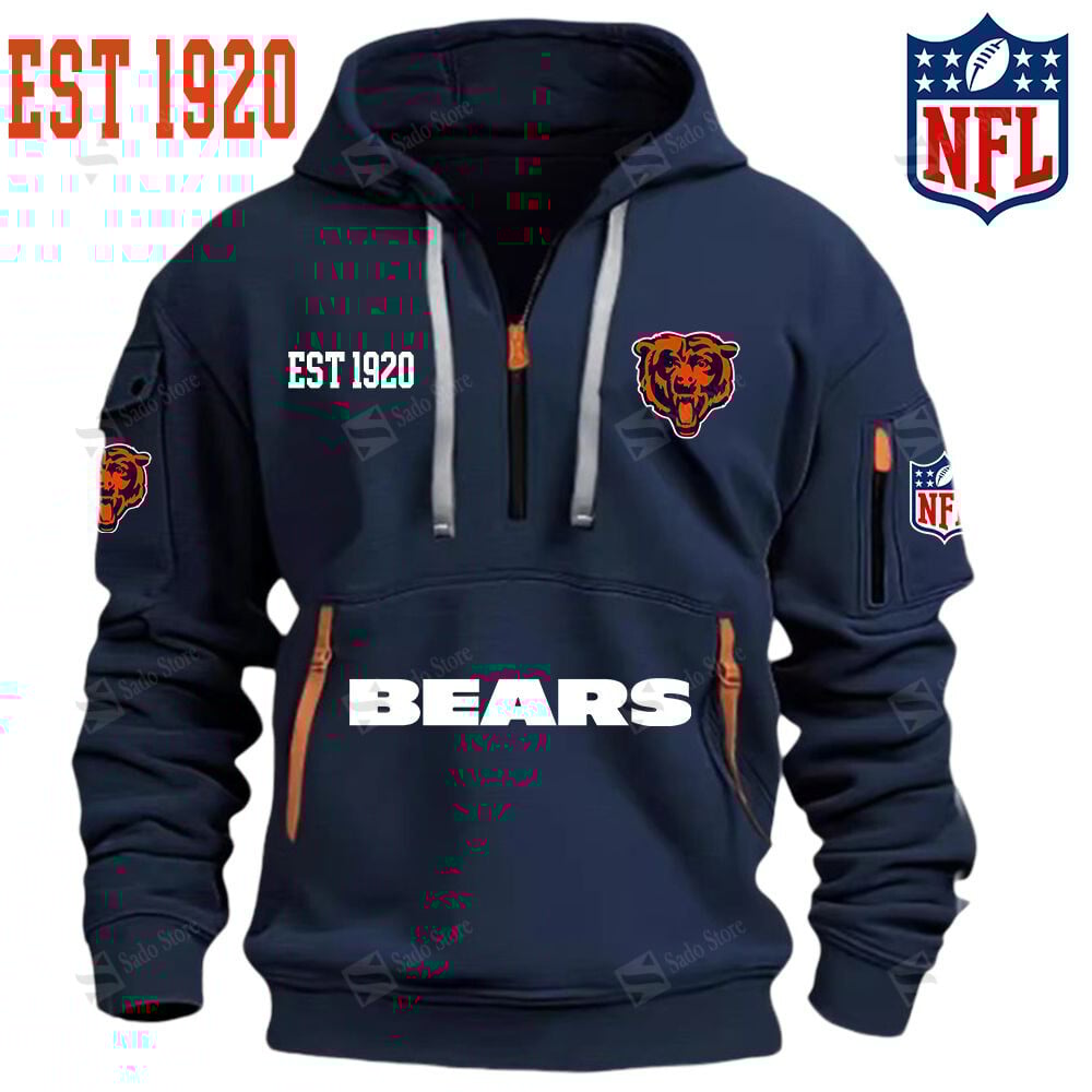 Buildercar - NFL - Chicago Bears - Hoodie Half Zipper