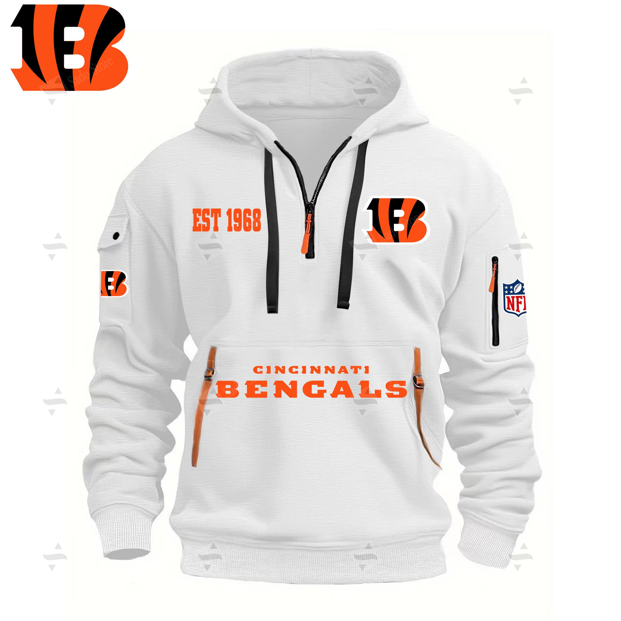 Buildercar - NFL - Cincinnati Bengals - Hoodie Half Zipper