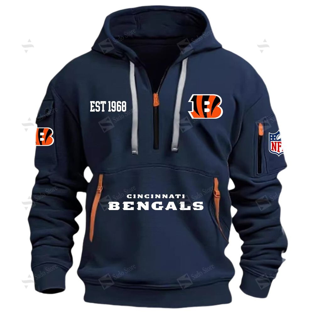 Buildercar - NFL - Cincinnati Bengals - Hoodie Half Zipper