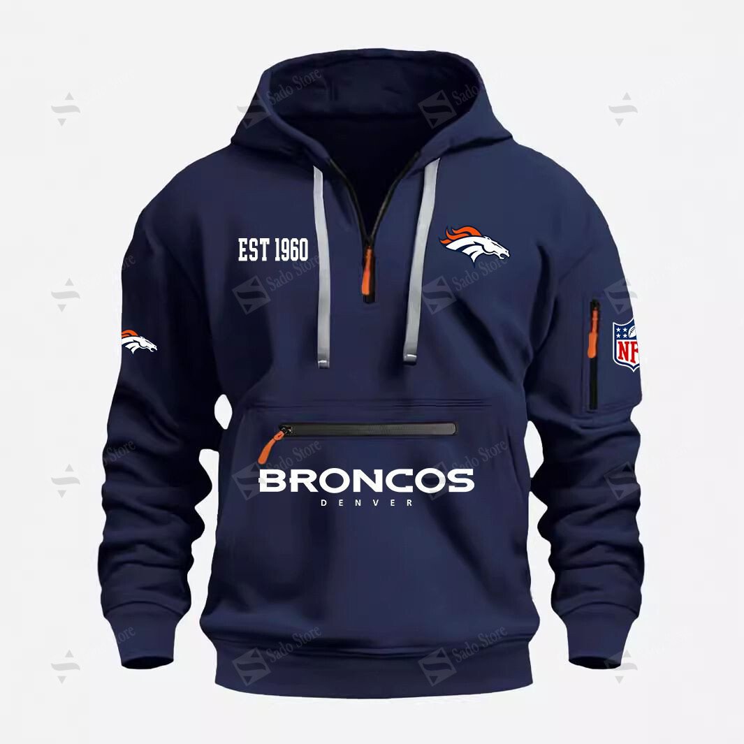 Buildercar - NFL - Denver Broncos - Half Zip Hoodies