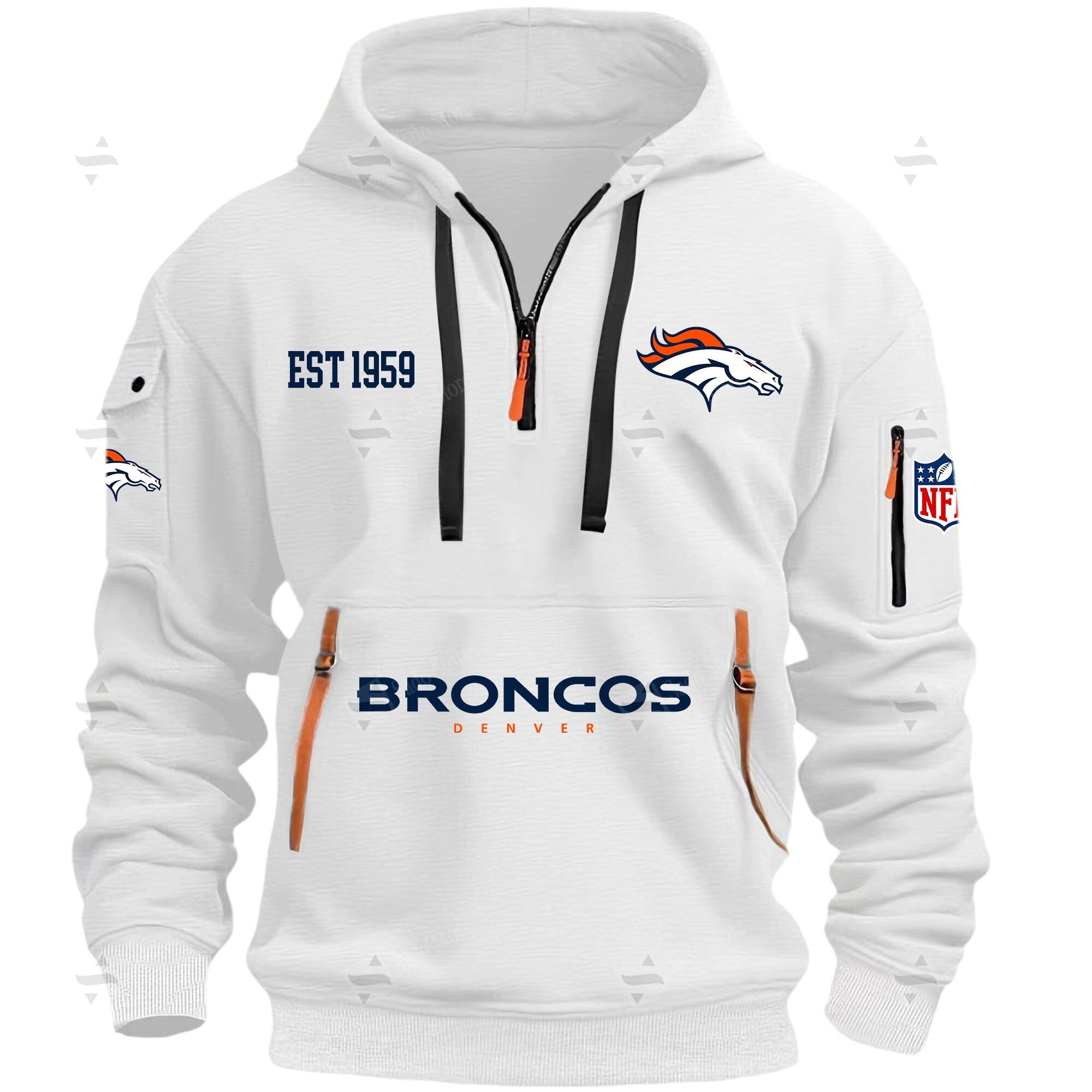 Buildercar - NFL - Denver Broncos - Hoodie Half Zipper